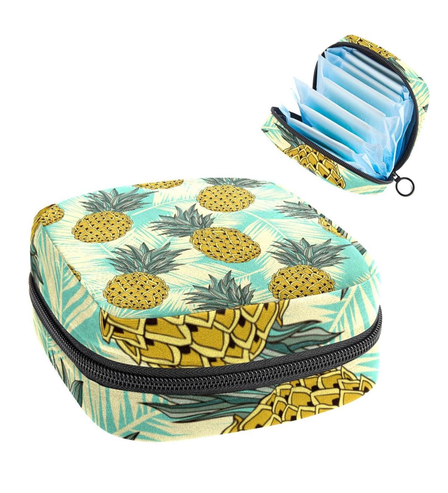 Multi-Colored Pineapple Leaf Sanitary Napkin Storage Bag - Portable Period Pouch for Women & Teen Girls - Buy Online on GoSupps.com