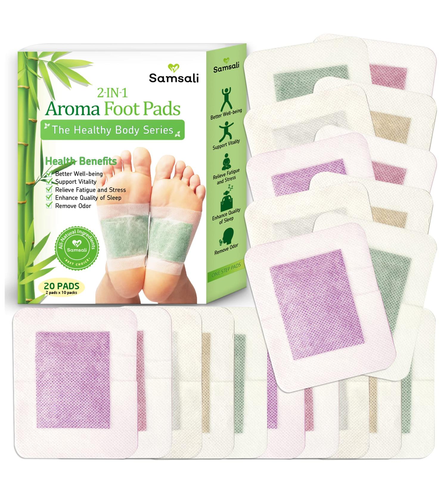 Samsali 20 Bamboo Foot Pads for Better Sleep and Rapid Foot Care - 2 in 1 Aroma Foot Patch for Women and Men - 20 Count - Buy Online on GoSupps.com