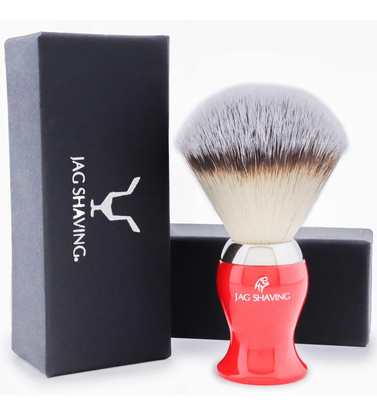 JAG Shaving Razor Brush - Synthetic Silver Spitz Hair for Men & Women | Perfect Shaving Brush in Red - Ideal for Shaving Cream & Razors - Buy Online on GoSupps.com