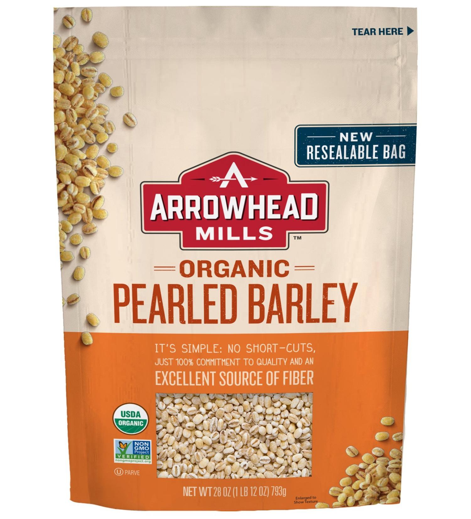 Arrowhead Mills Organic Pearled Barley 28 oz. Bag - Pack of 6 | USDA Certified | Shop Now! - Buy Online on GoSupps.com