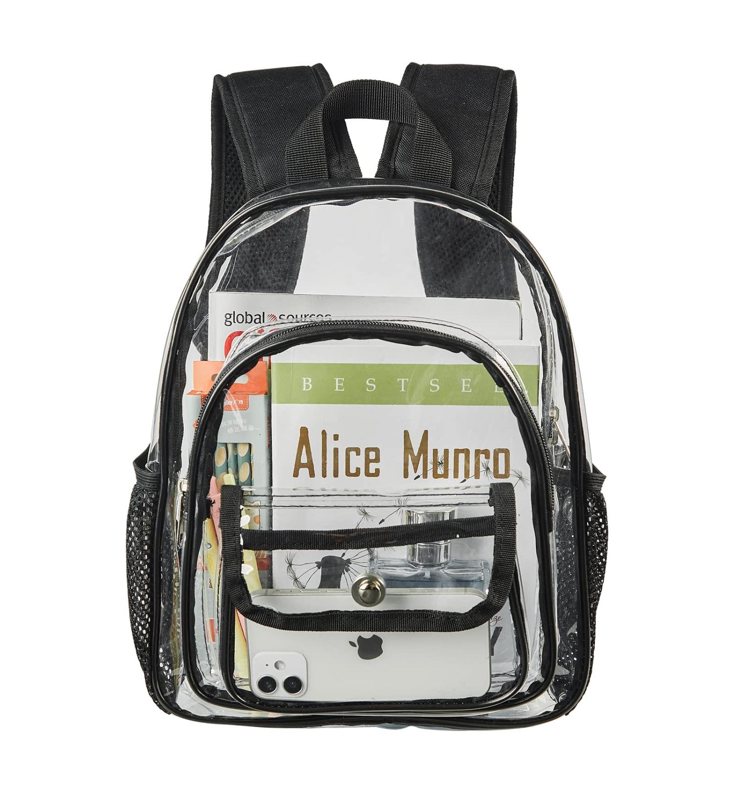 Small Clear Backpack Stadium Approved Heavy Duty Clear Mini Backpack Transparent Book bag for Concert Work Sport Games Festival - Buy Online on GoSupps.com