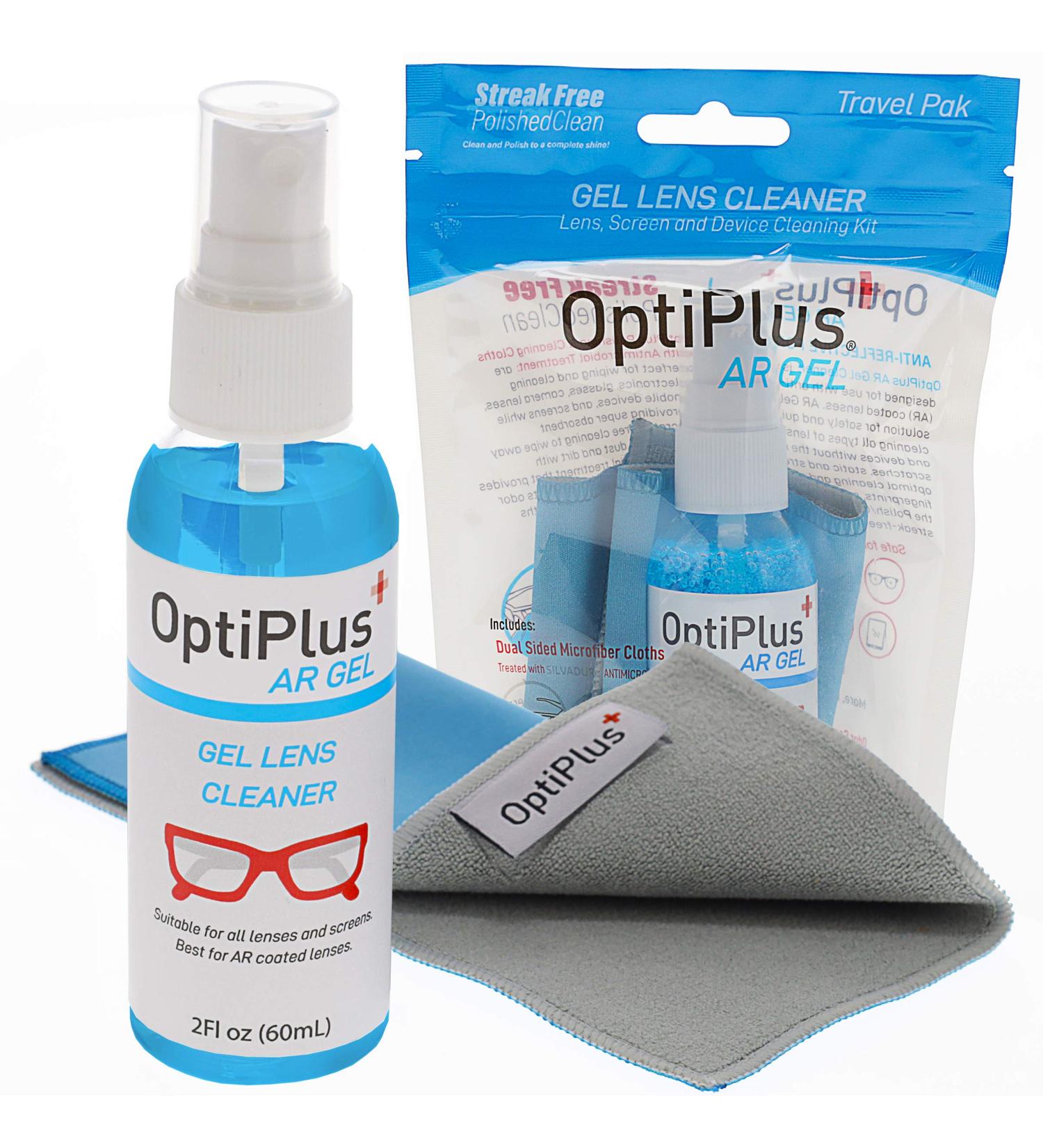 OptiPlus Anti-Reflective Gel Lens Cleaner & Microfiber Cloth | Streak-Free Glasses Cleaner for Crystal Clear Vision - Buy Online on GoSupps.com