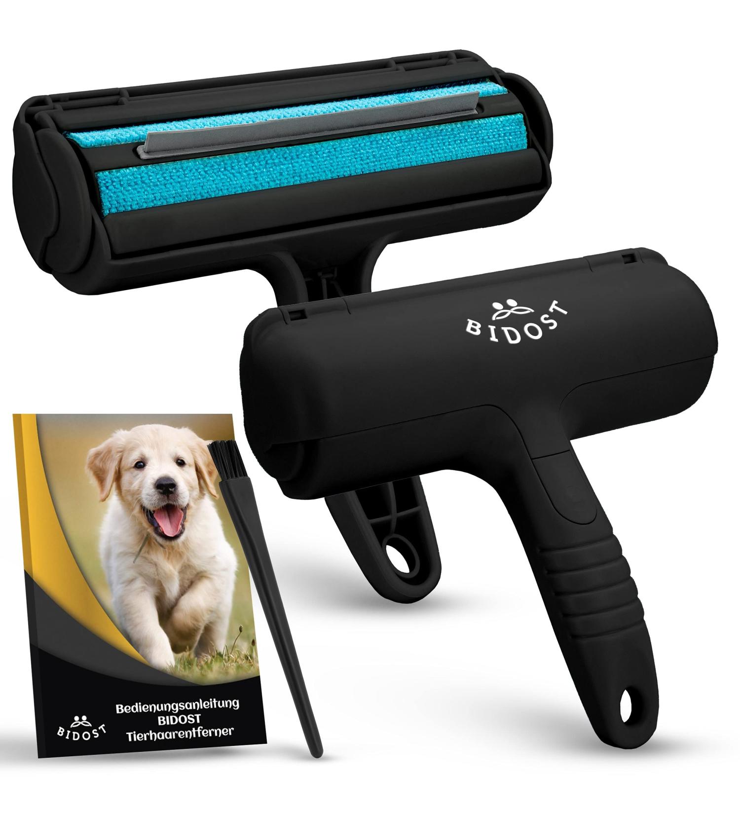 Bidost Animal Hair Remover & Reusable Lint Roller - Best Pet Hair Cleaning Brush for Carpets Sofas Beds - Ideal for Cats & Dogs - Black Gray - Buy Online on GoSupps.com