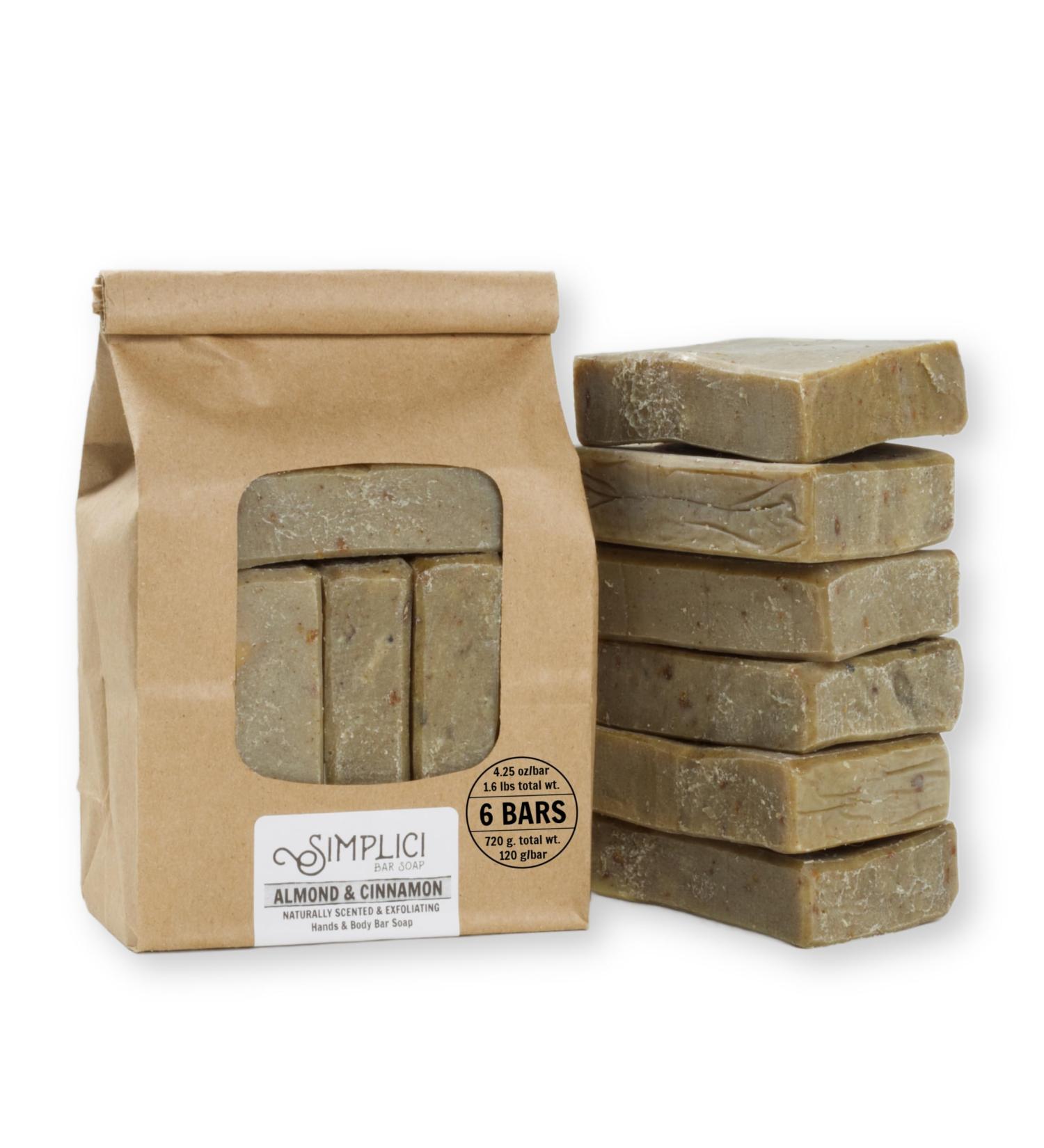 Almond Cinnamon Oatmeal Soap - 6 Bar Value Bag | Exfoliating Natural Soap with Essential Oils | Palm Free International Shipping - Buy Online on GoSupps.com