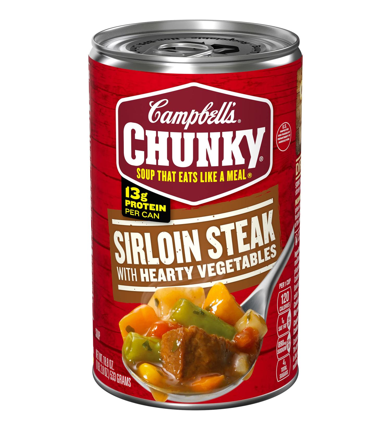 Campbells Chunky Soup  Sirloin Steak With Hearty Vegetables Soup  18.8 Oz Can - Buy Online on GoSupps.com