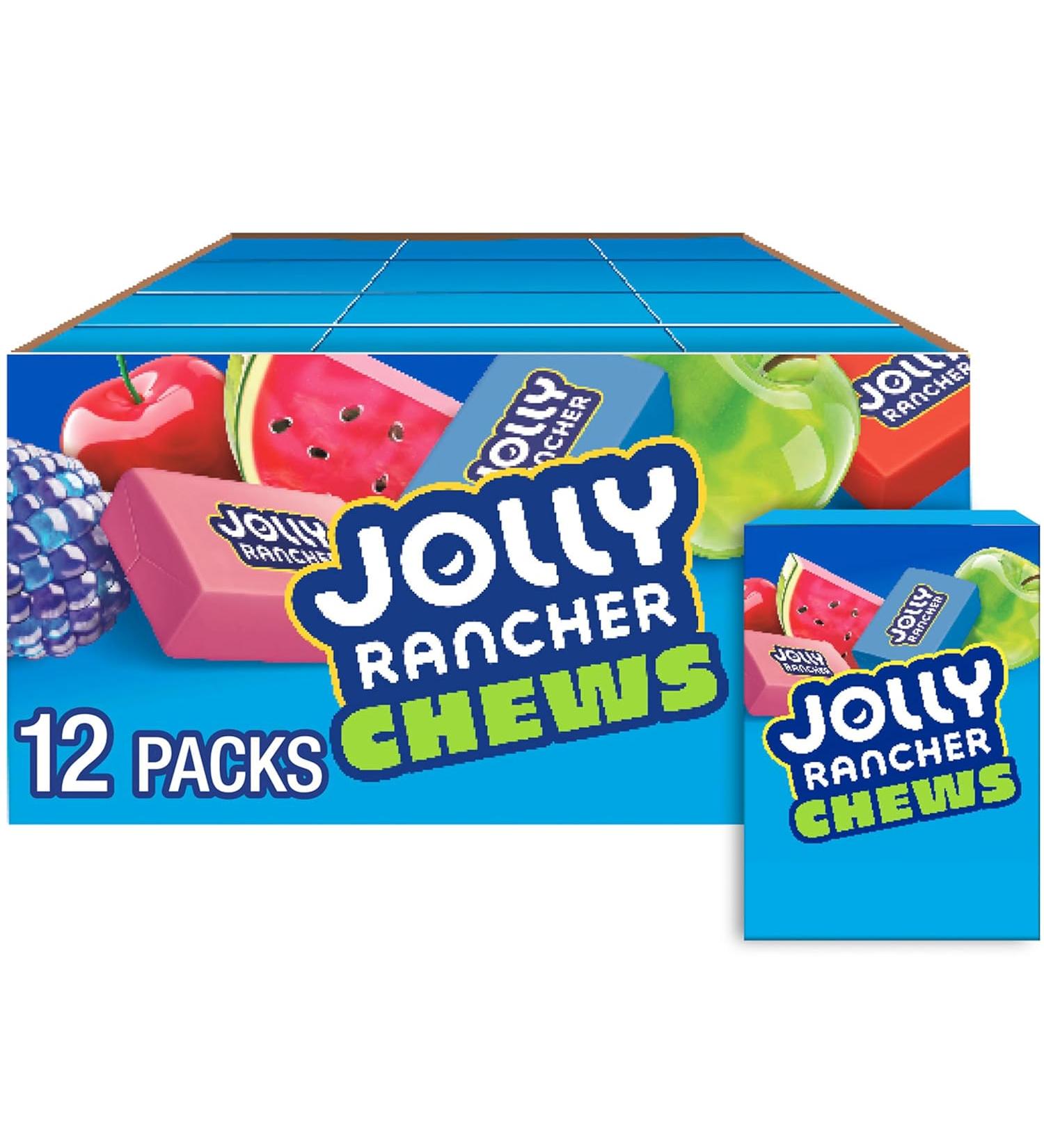 JOLLY RANCHER Chewy Candy Bulk Assorted Flavors 2.06oz (Pack of 12) - Green Apple, Cherry, Watermelon, Blue Raspberry - Buy Online on GoSupps.com