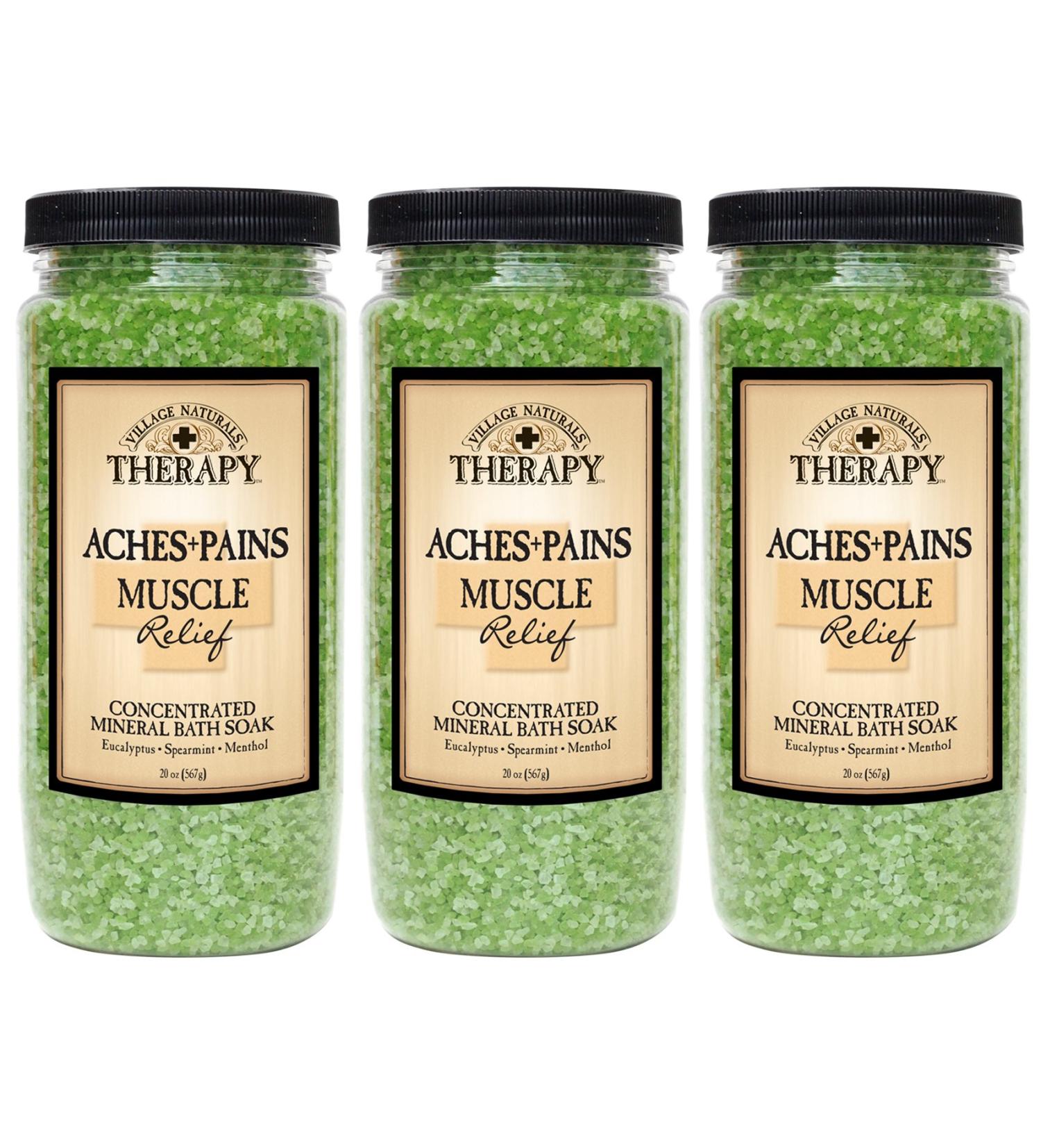 Village Naturals Therapy Aches & Pains Muscle Relief Mineral Bath Soak 20 Oz (3-pack)