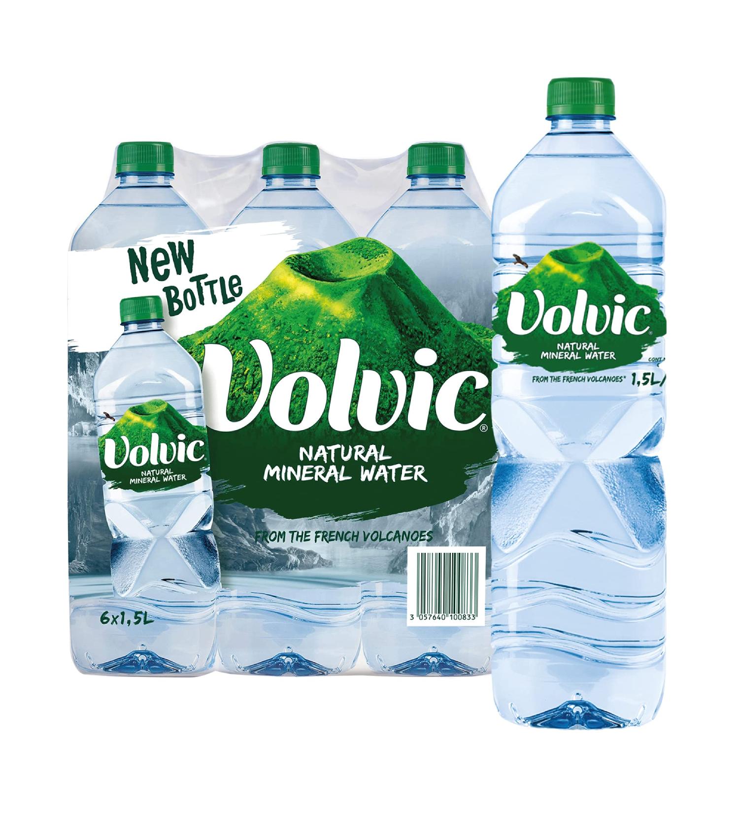 Volvic Natural Water Mineral Drinking Water Sustainably Sourced Water Bottle Box of 6 Volvic 1.5L Bottles - Buy Online on GoSupps.com