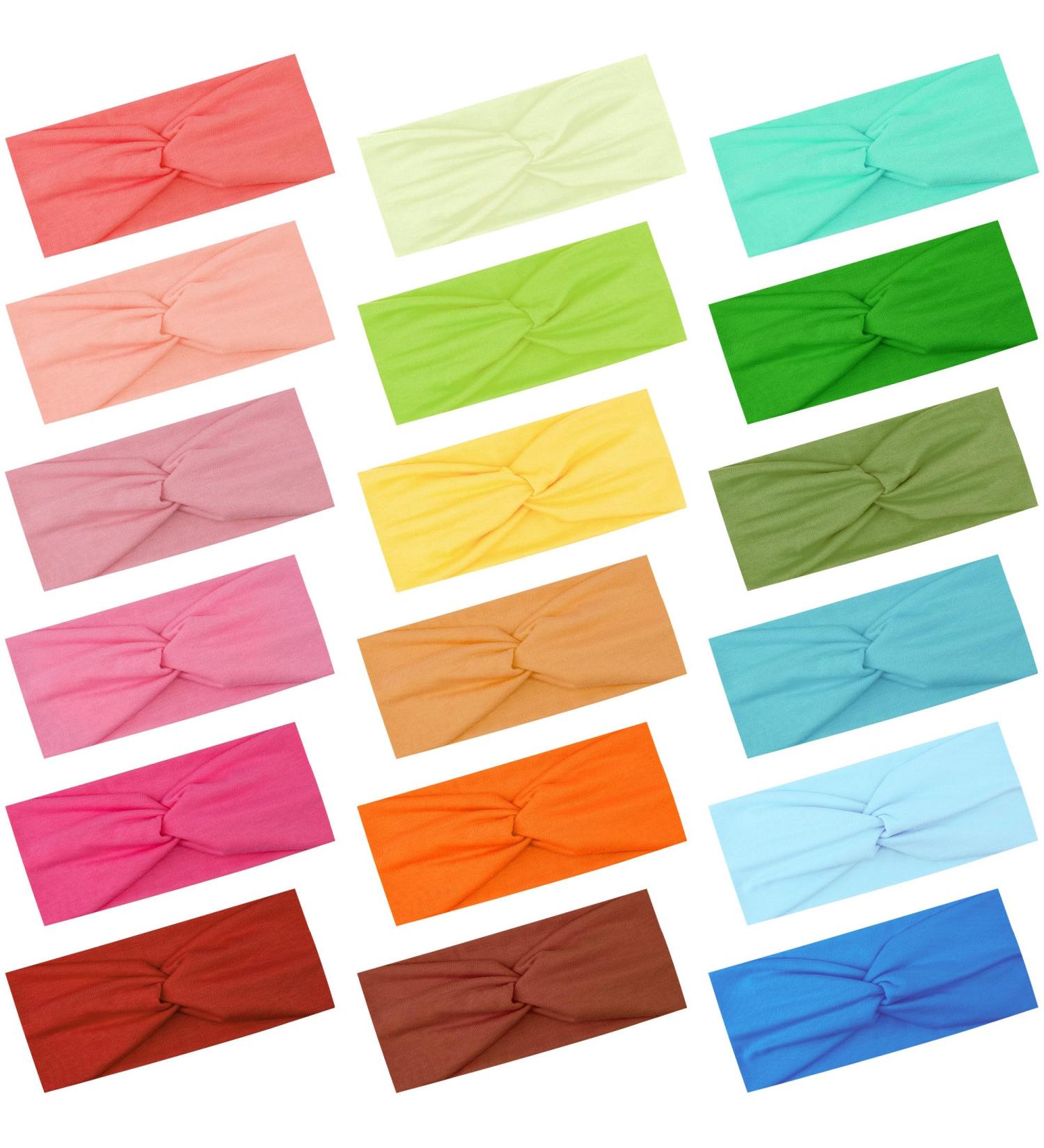 Feqo 18-Piece Elastic Headband Set for Women | Knotted Turban Hair Accessories | Yoga & Fitness | 18 Candy Colors - Buy Online on GoSupps.com