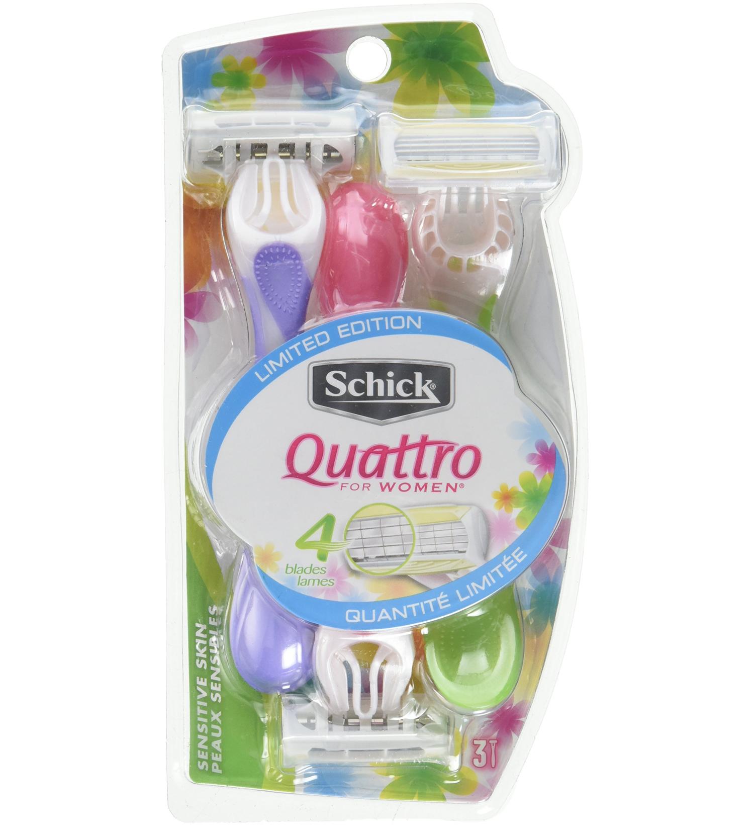 Schick Quattro Women Disposable Razors, Size S - 3ct - Buy Online on GoSupps.com