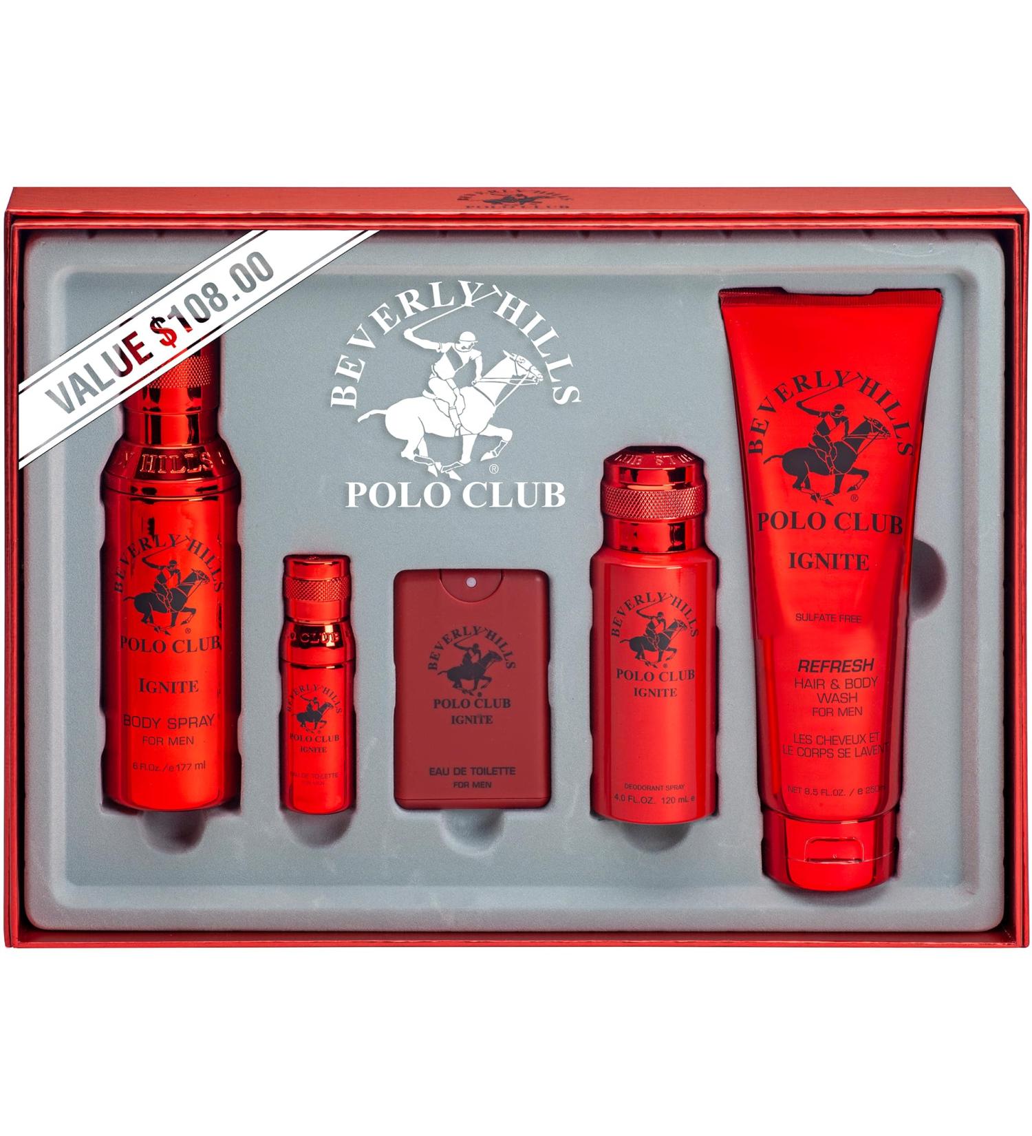 Beverly Hills Polo Club BHPC Ignite Cologne Gift Set for Men | 5 Piece Eau de Toilette Body Spray Deodorant Body Wash Fragrances - Buy Online on GoSupps.com