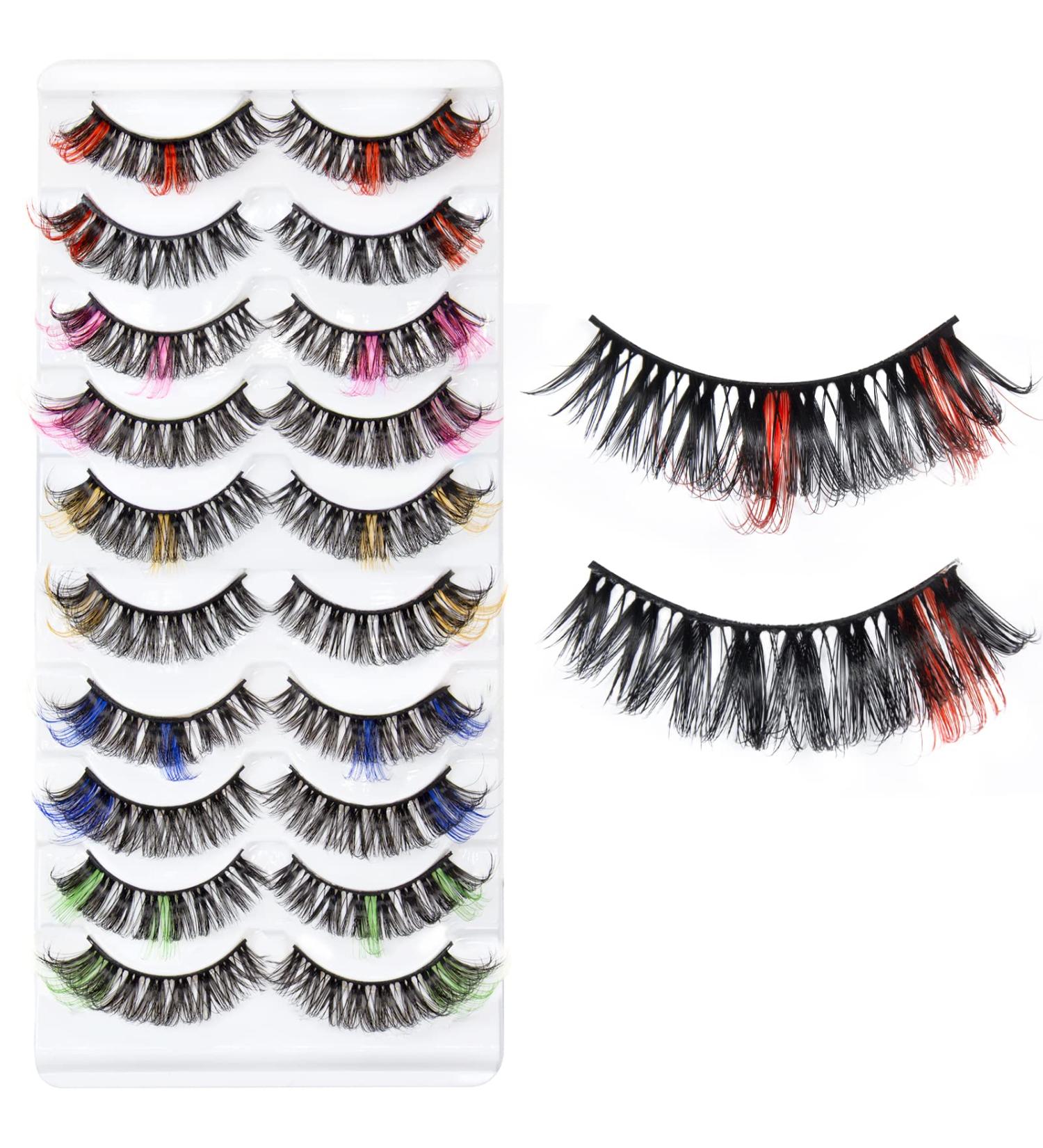 Shop Colored Eyelashes | Russian Strip Lashes DD Curl | 10 Pairs Mixed Natural Thick Volume - Buy Online on GoSupps.com