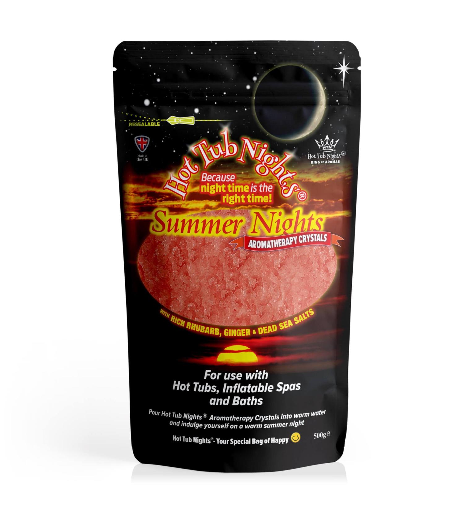 Hot Tub Nights (Summer Nights With Rhubarb and Ginger Aromatherapy Crystals Vegan (500g) - Buy Online on GoSupps.com