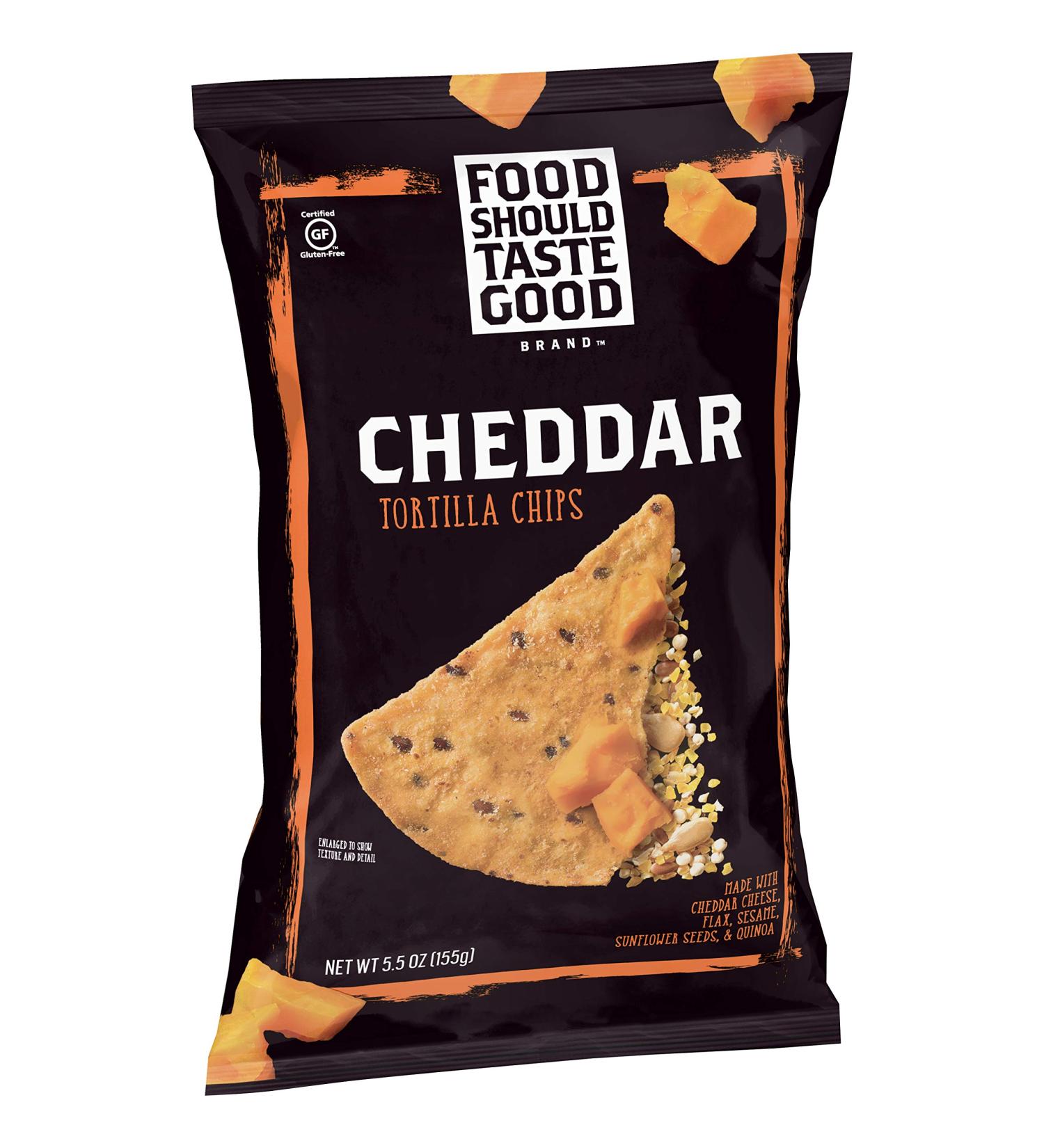Food Should Taste Good Cheddar Tortilla Chips - Gluten Free 5.5 oz | Crunchy & Delicious Snack - Buy Online on GoSupps.com