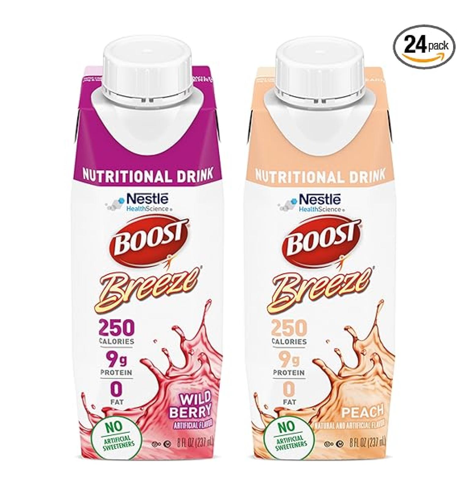 Boost Breeze 2 Flavor Variety Case 8 Fl Oz Pack of 24 - Hydrating Nutritional Drink Mix - Buy Online on GoSupps.com