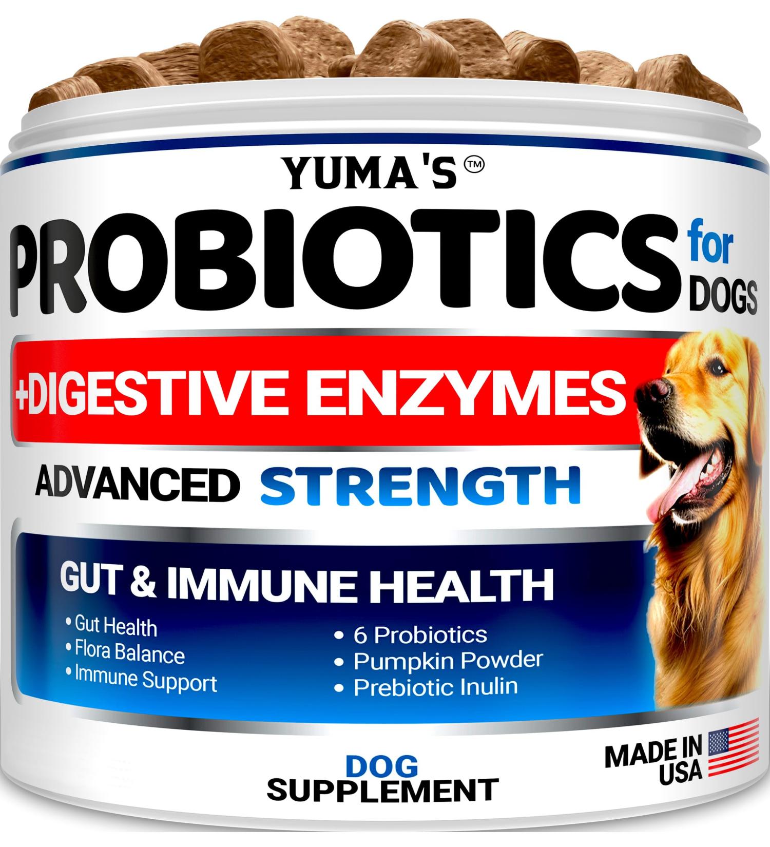 Probiotics for Dogs - Chews with Digestive Enzymes and Fiber Supplement Made in The USA - Buy Online on GoSupps.com