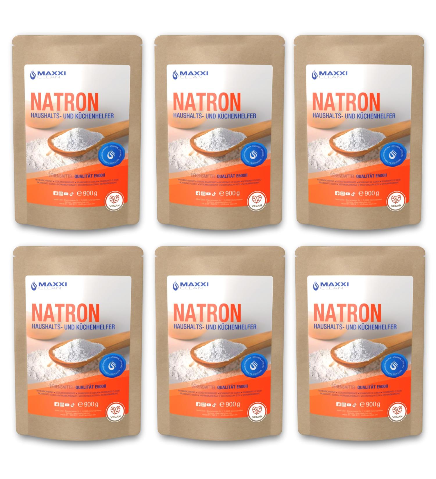 Maxxi Clean 5.4 kg Soda Powder | High-Purity Baking & Cleaning Powder | 900 g (6-Pack) | Sodium Hydrogen Carbonate for Kitchen & Household Use - International Shipping Available - Buy Online on GoSupps.com