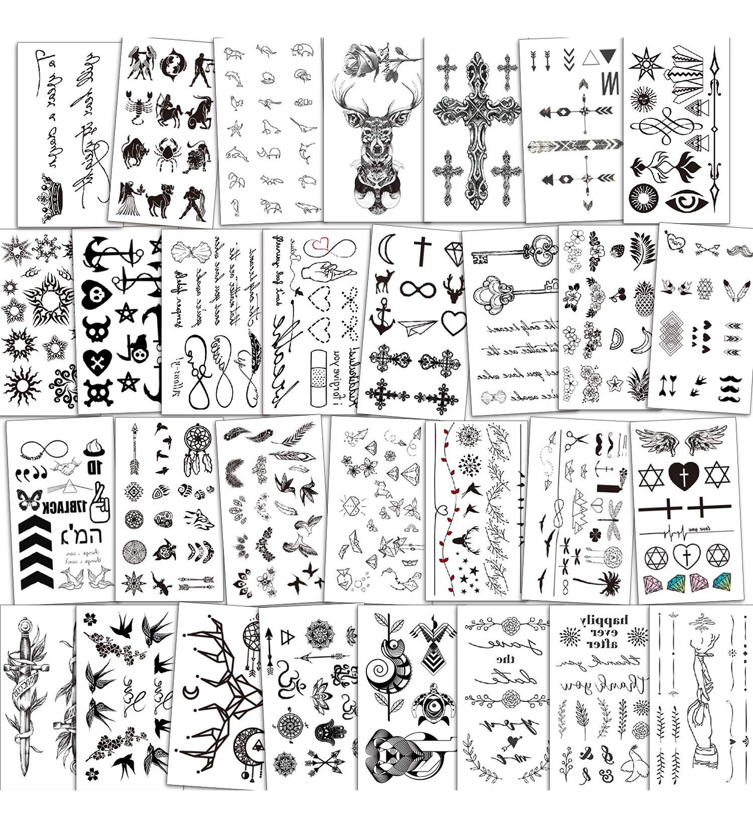 Konsait 30 Sheets Black Tiny Waterproof Temporary Tattoos for Women Men Kids - Fake Body Art Sticker Set - Buy Online on GoSupps.com