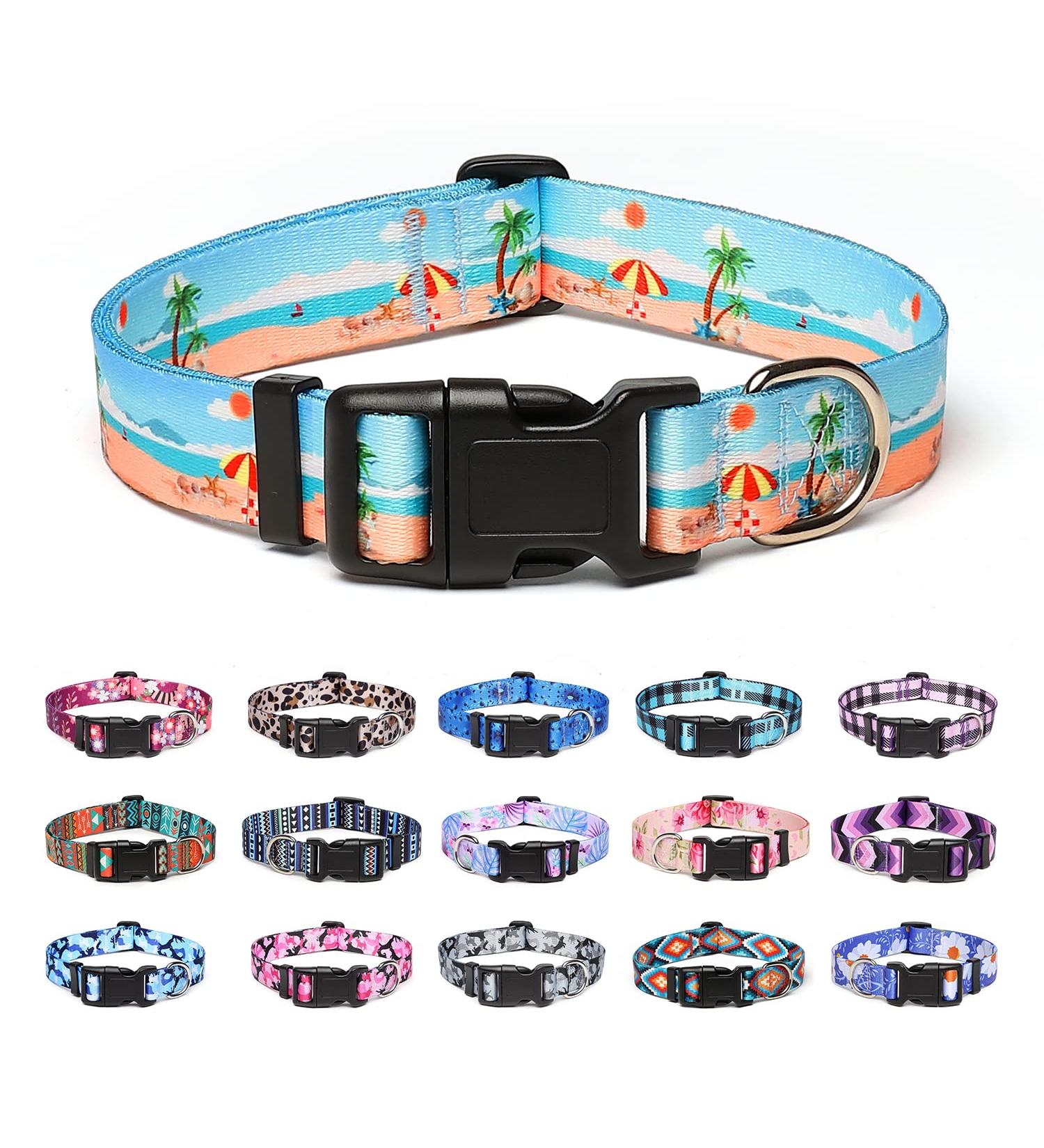 Suredoo Adjustable Dog Collar | Soft & Comfortable Nylon for Small & Medium Dogs | Perfect for Puppies | Neck Size 25-40 cm | Beach Design - Buy Online on GoSupps.com