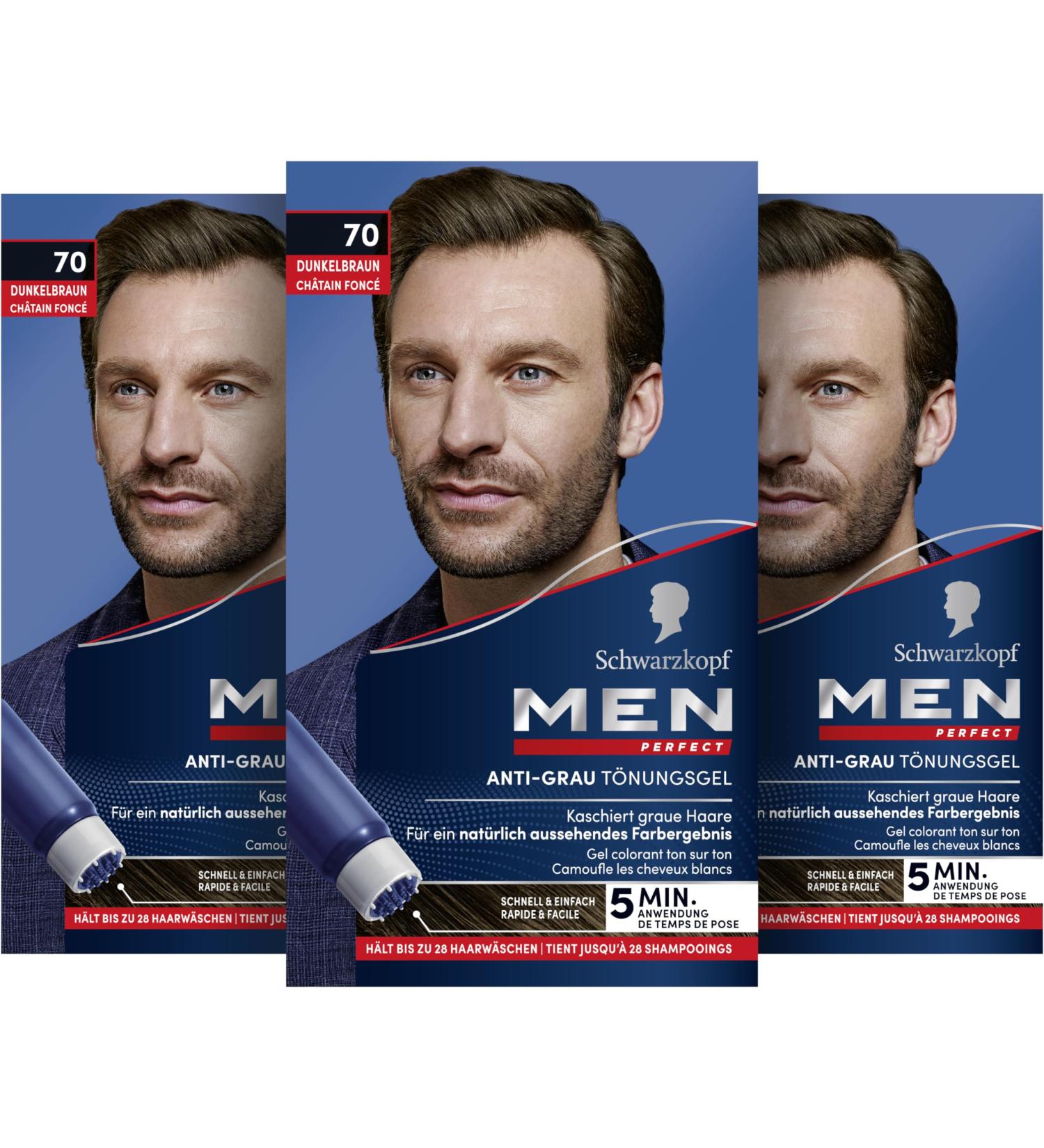 Black Head Men Anti-Gray Tint Gel 70 Dark Brown (3x80ml) | Natural-Looking Hair Color for Gray Coverage - Buy Online on GoSupps.com