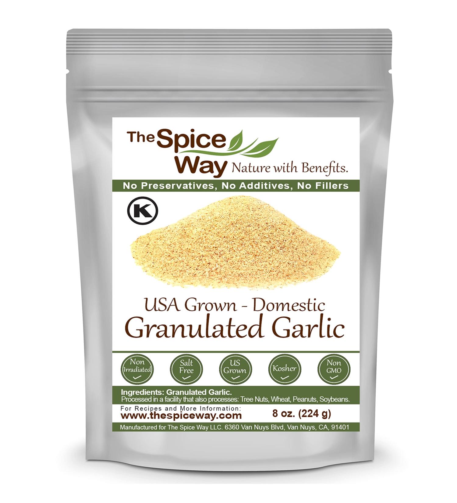 The Spice Way Granulated Garlic - 8 oz Resealable Bag, Made with US Grown Garlic - Buy Online on GoSupps.com
