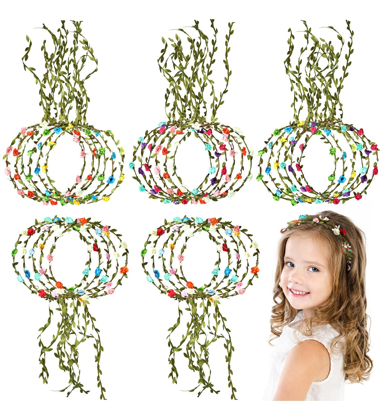 28-Piece Colored Flower Crown Wreath Headband for Women and Girls - Perfect for Wedding, Holiday, and Party - Buy Online on GoSupps.com
