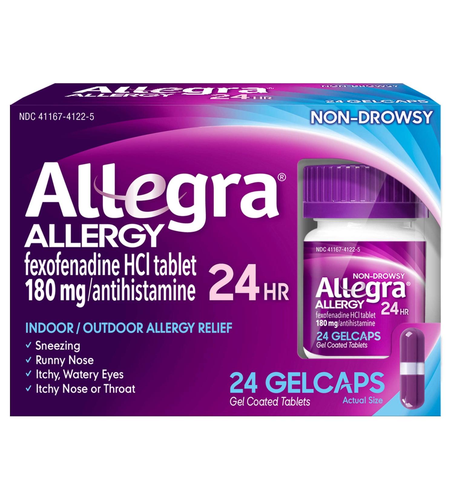 Allegra Allergy Gelcaps - 24 Fast-Acting Antihistamine Gelcaps for Indoor & Outdoor Allergy Relief - Buy Internationally - Buy Online on GoSupps.com