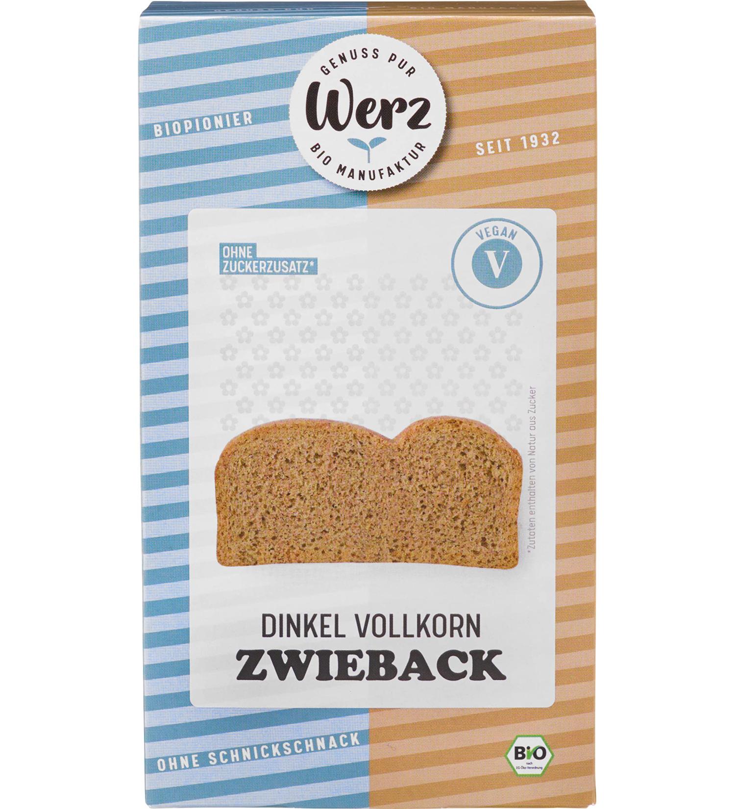 Werz Organic Spelt Rusks Whole Grain (6 x 175 gr) 175 g (pack of 6)