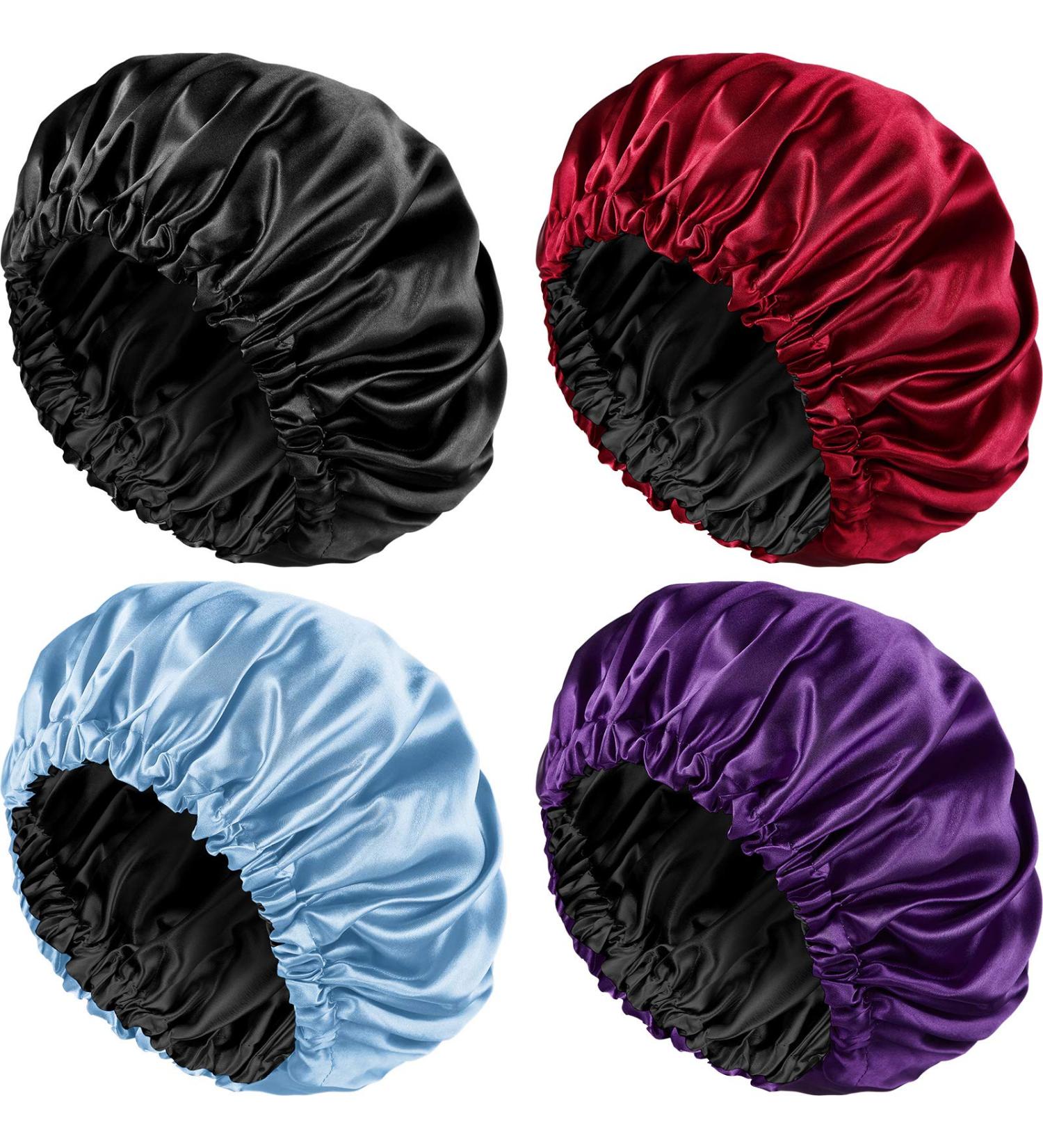 Geyoga Silk Satin Bonnet Sleep Cap - Extra Large Double-Layer Reversible Hair Cap for Women with Natural Curly Hair - Buy Online on GoSupps.com