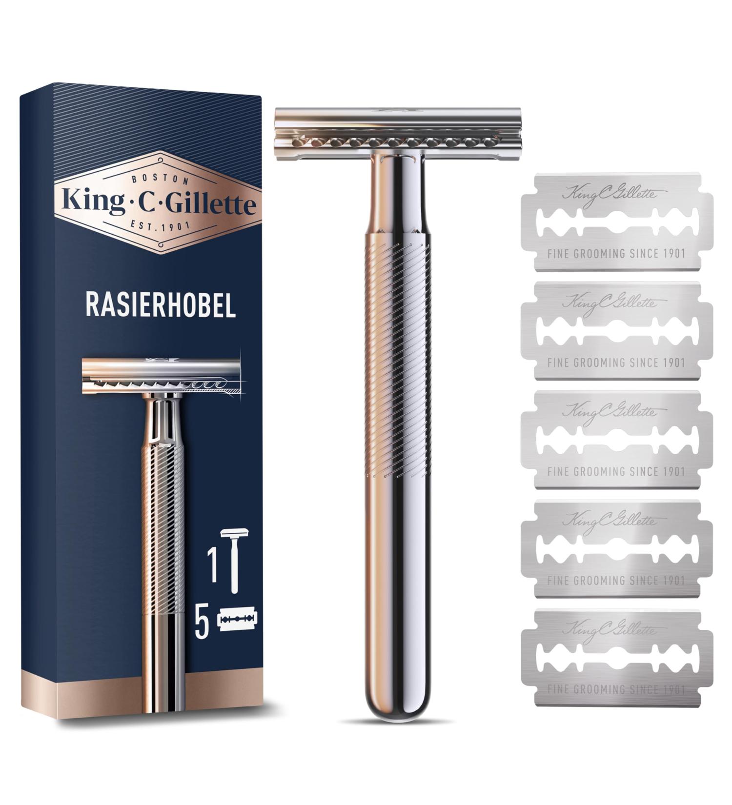 King C. Gillette Safety Razor & 5 Durable Blades - Perfect Gift for Men | Premium Wet Shaving Experience - Buy Online on GoSupps.com