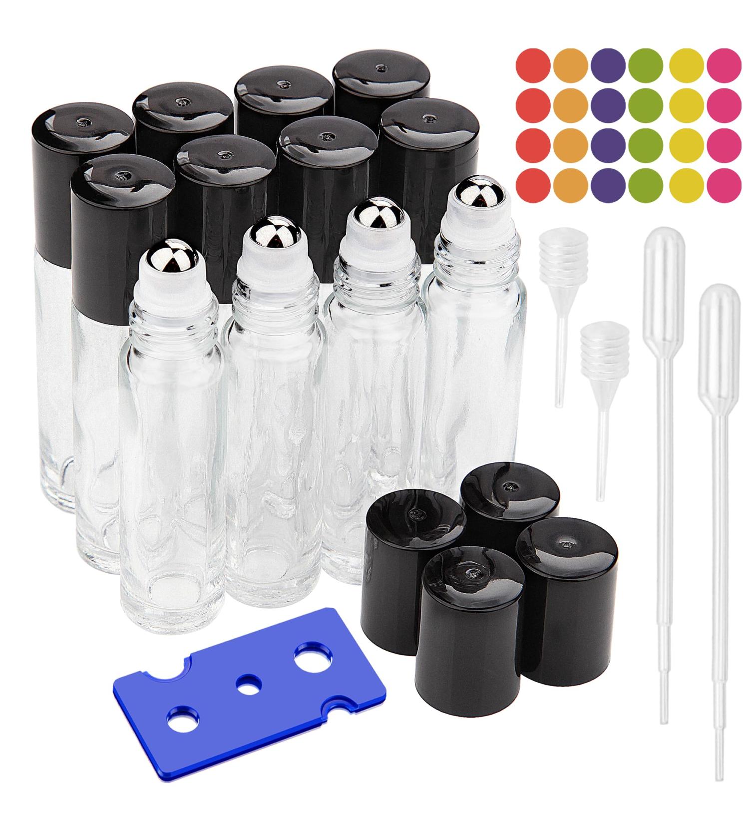 DKBT Essential Oil Roller Bottles 12Pcs 10ml Empty Rollerball Bottle Roll on Bottles with Stainless Steel Roller Balls transparent Glass Roller Bottles for Essential Oils Perfumes Cosmetics 10ml 12pcs Transparent - Buy Online on GoSupps.com