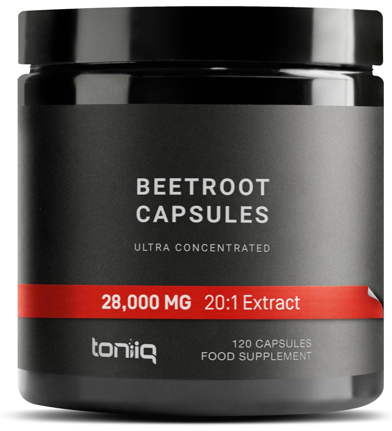 28 000mg 20x Concentrated Extract Beet Root Capsules - Minimum 4% Nitrates - Natural Nitric Oxide Booster - Highly Concentrated and Highly Bioavailable - 120 Veggie Caps - Buy Online on GoSupps.com