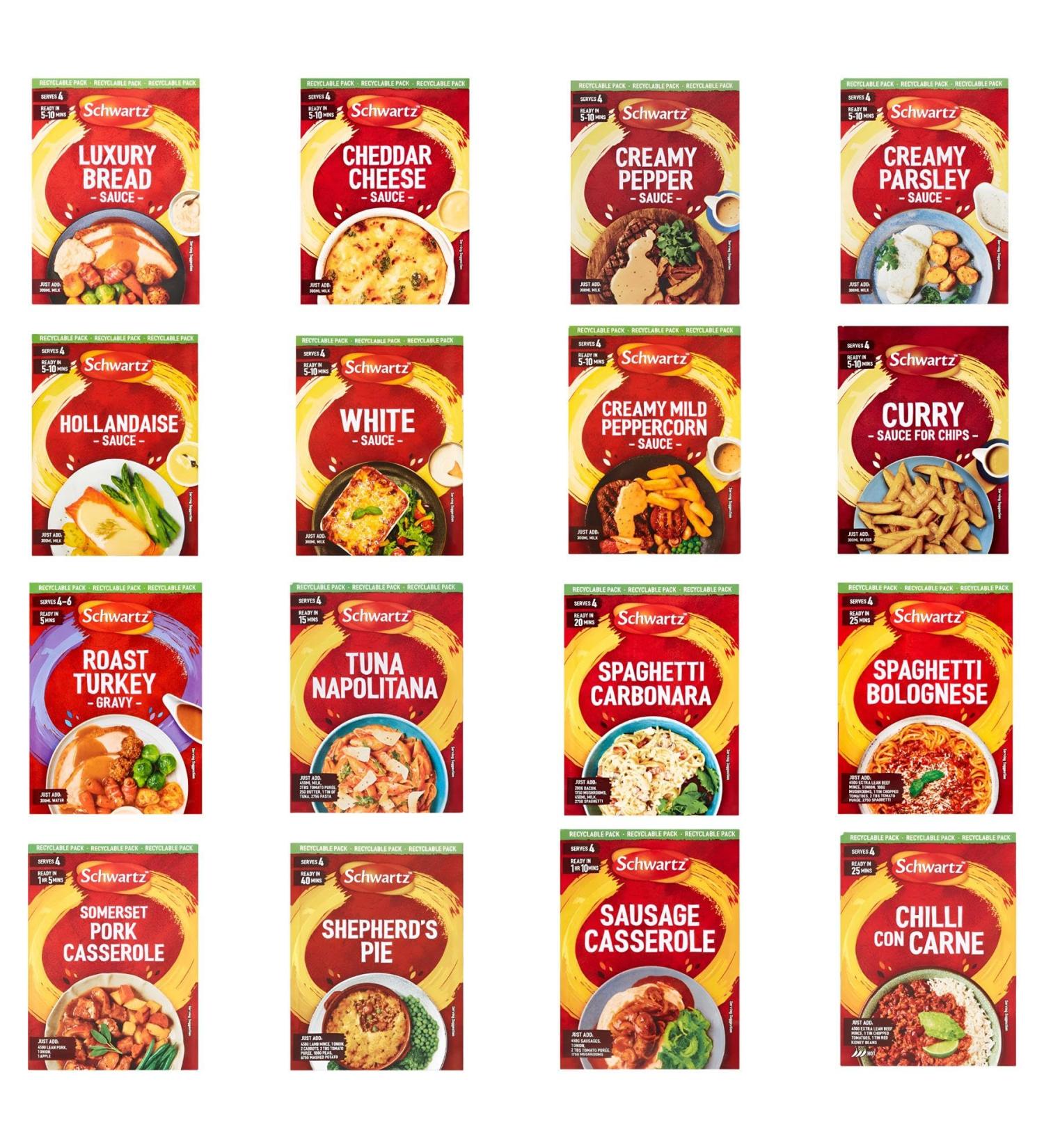 Schwartz Sauce Pick N Mix - Create Custom Combo with 15+ Flavours | White Sauce Roasted Turkey Cheese Sauce Chilli Corn | Gift Set for Sauce Lovers - Pack of 4 - Buy Online on GoSupps.com