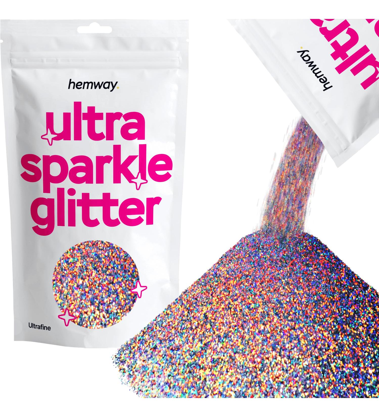 Hemway Ultrafein Glitter - Gun Metal Gray Holographic 100g | Cosmetic Safe Extra Fine Glitter for Crafts & Art - Buy Online on GoSupps.com
