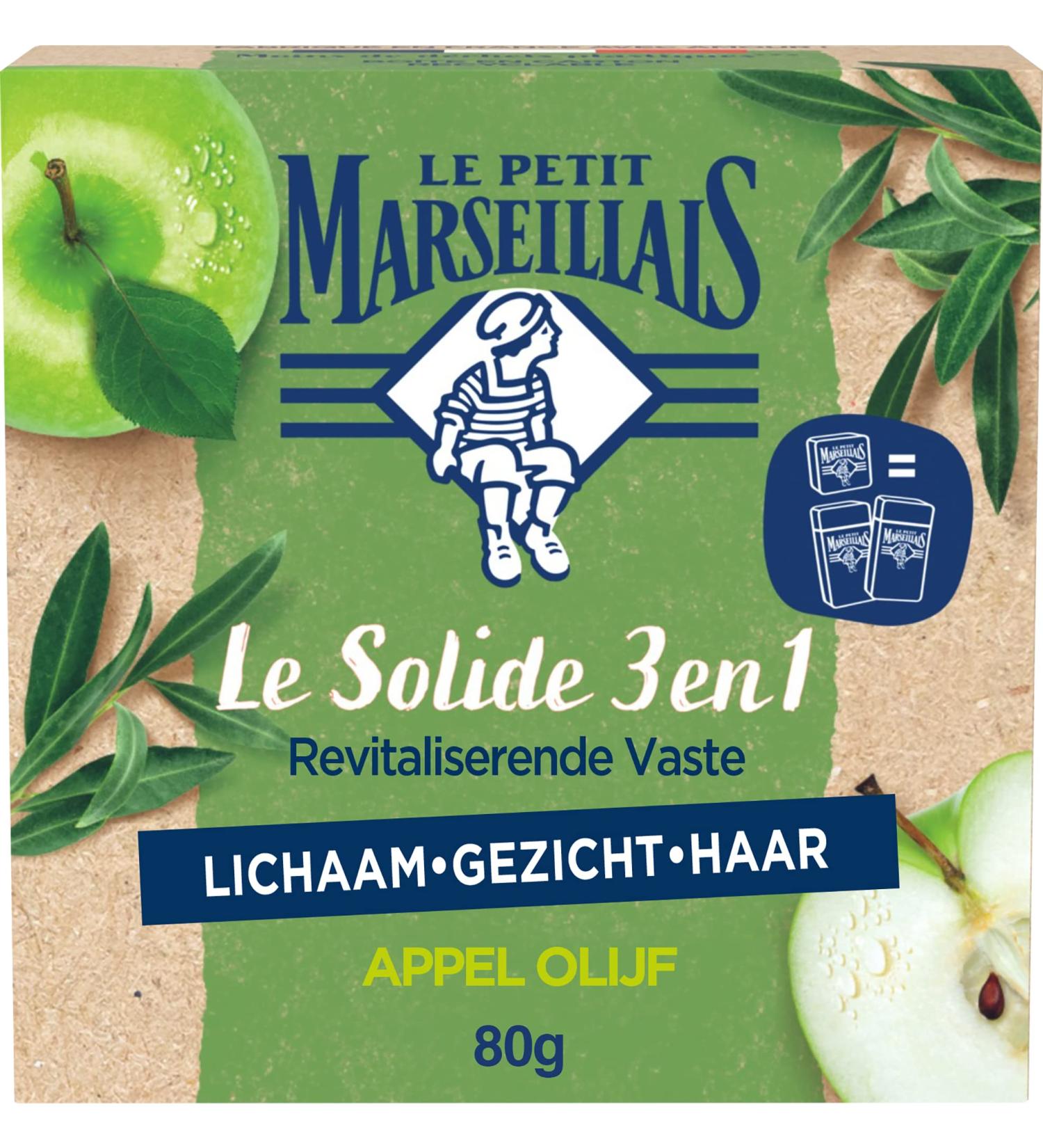  Le Petit Marseillais Le Petit Marseillais 3-in-1 Solid Soap Apple Olive 1 Unit x 80g - Buy Online on GoSupps.com