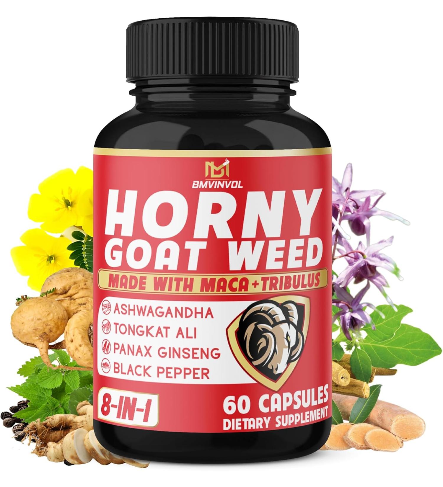 Horny Goat Weed Capsules 14000mg Herbal Equivalent with Maca, Tribulus, Ginseng - Performance & Energy Support - Buy Online on GoSupps.com