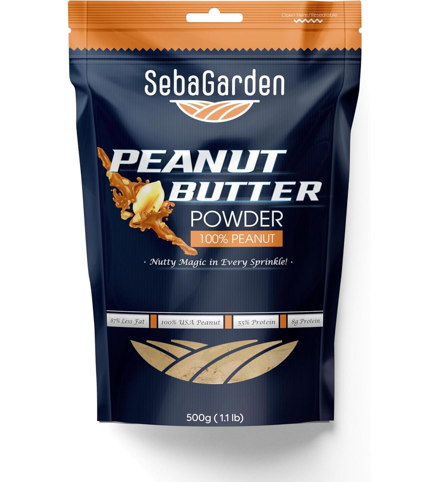 Seba Garden Pure Peanut Butter Powder 500gr Defatted No Sugar-No Salt Added Healthy Plant Based Vegan Protein Non-GMO Certified Gluten Free and Vegan Keto Friendly Low Carb and Bpa-free - Buy Online on GoSupps.com