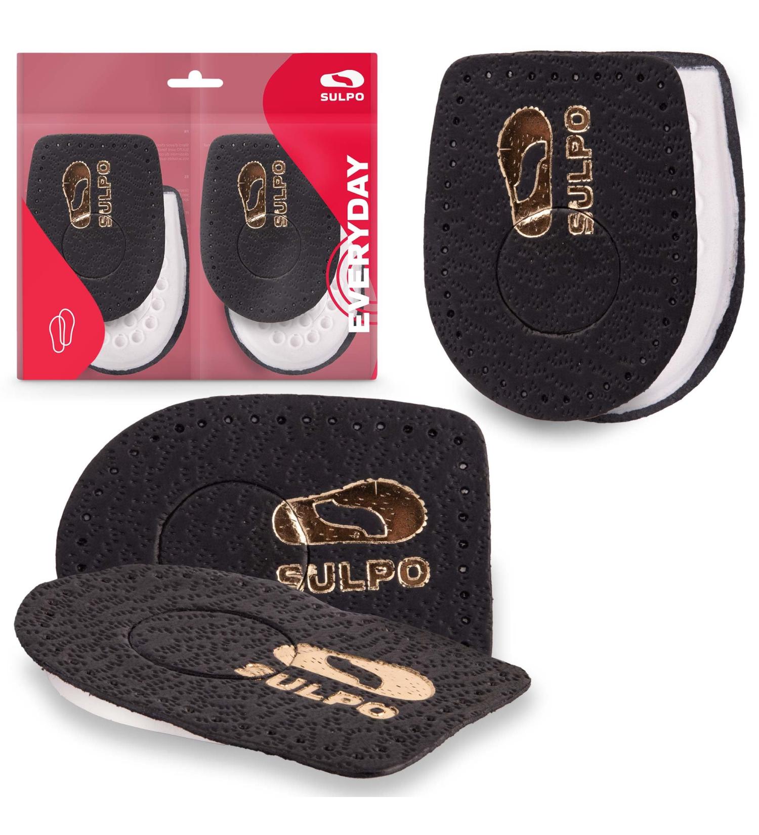 Sulpo Heel Spur Pillows - 2 Pairs of Leather & Latex Foam Inserts for Pain Relief | Achilles Tendon Insoles for Men & Women (Size 42-46) - Black - Buy Online on GoSupps.com