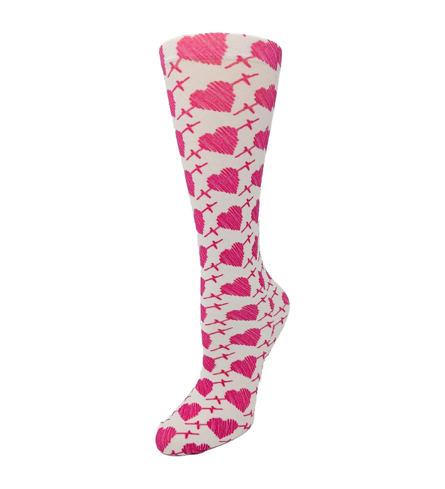 Therapeutic Sheer 8-15 mmHg Compression Hosiery - EKG Heart