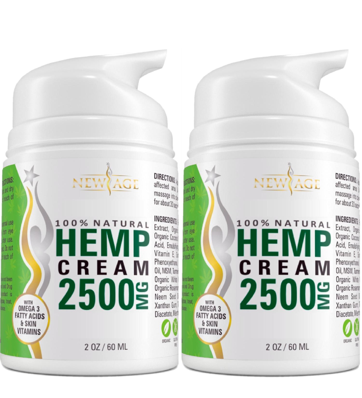 Hemp Cream by New Age - Natural Hemp Extract for Knee, Joint, and Lower Back Pain Relief - 2 Pack 2 Fl Oz - Made in USA - Buy Online on GoSupps.com