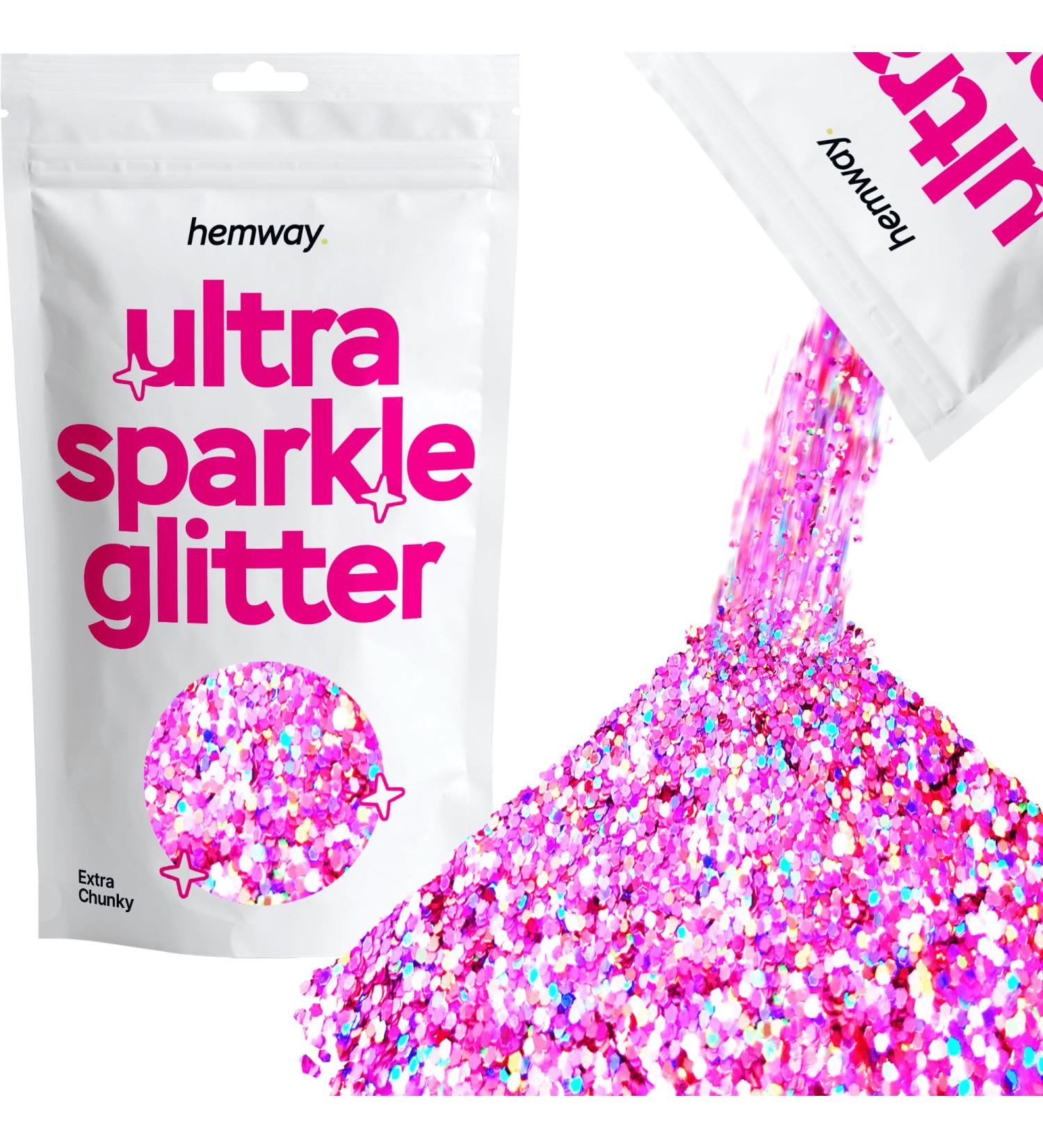 Hemway Extra Chunky Pink Holographic Glitter 100g - Cosmetic Safe 1mm - International Shipping Available - Buy Online on GoSupps.com