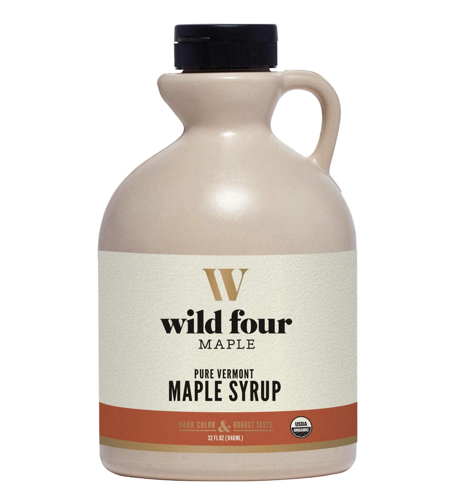 WildFour Organic Maple Syrup - 100% Pure, Gluten Free, Vegan, Grade A Dark Robust Taste - 32 Fl Oz (1 Quart) - No Artificial Flavors - Shop Now! - Buy Online on GoSupps.com