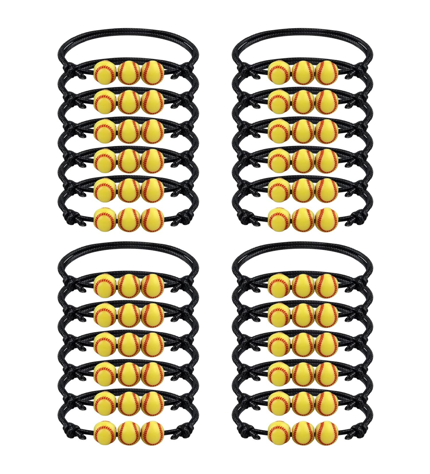 MIAHART 24 Pcs Softball Bracelet Set | Adjustable Sports Theme Charm Bracelets for Boys and Girls | Party Favor Ball Bracelets - Buy Online on GoSupps.com