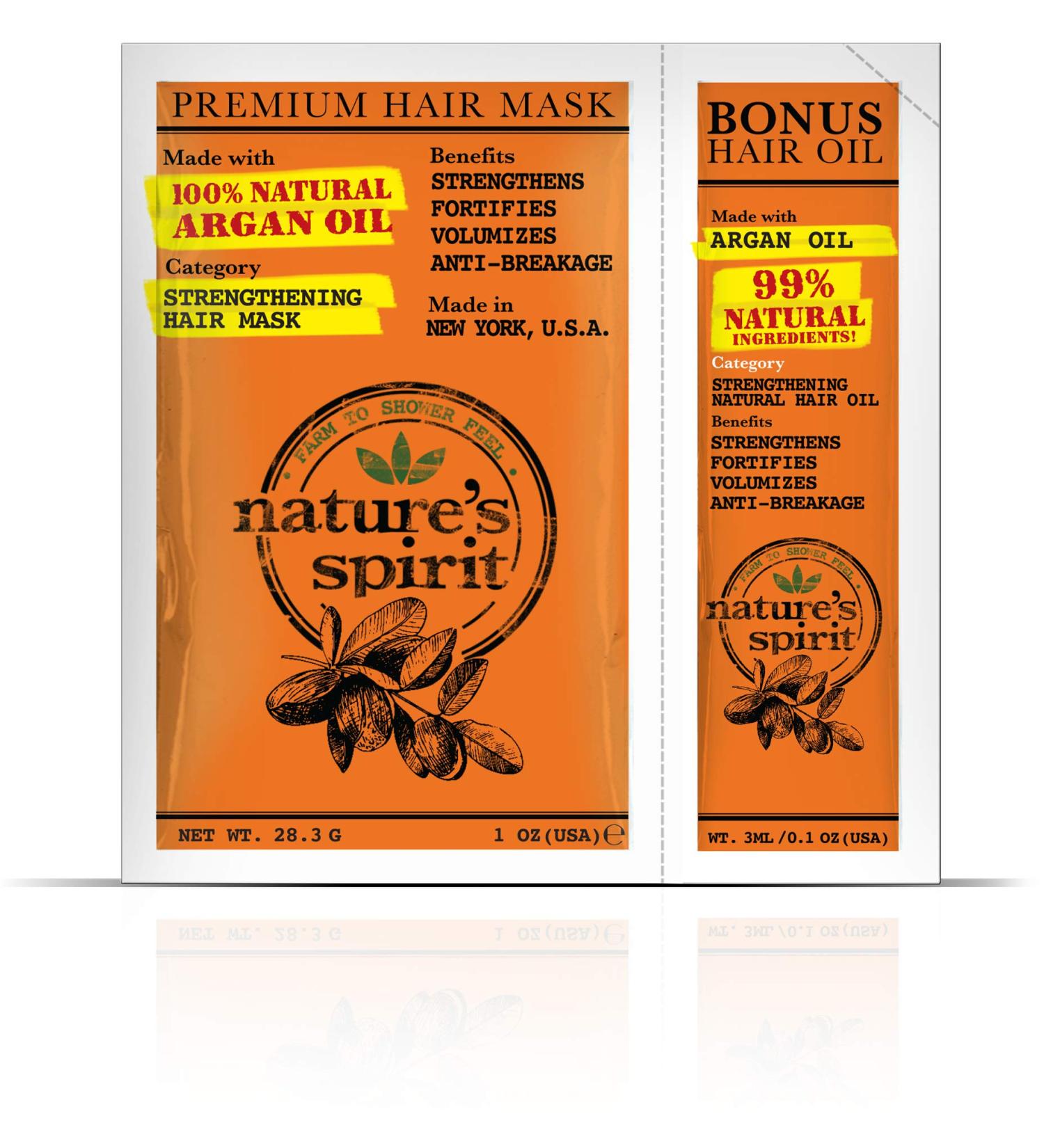 Nature's Spirit Premium Strengthening Hair Mask with Argan Oil - 1oz + 3ml Argan Hair Oil - Buy Online on GoSupps.com