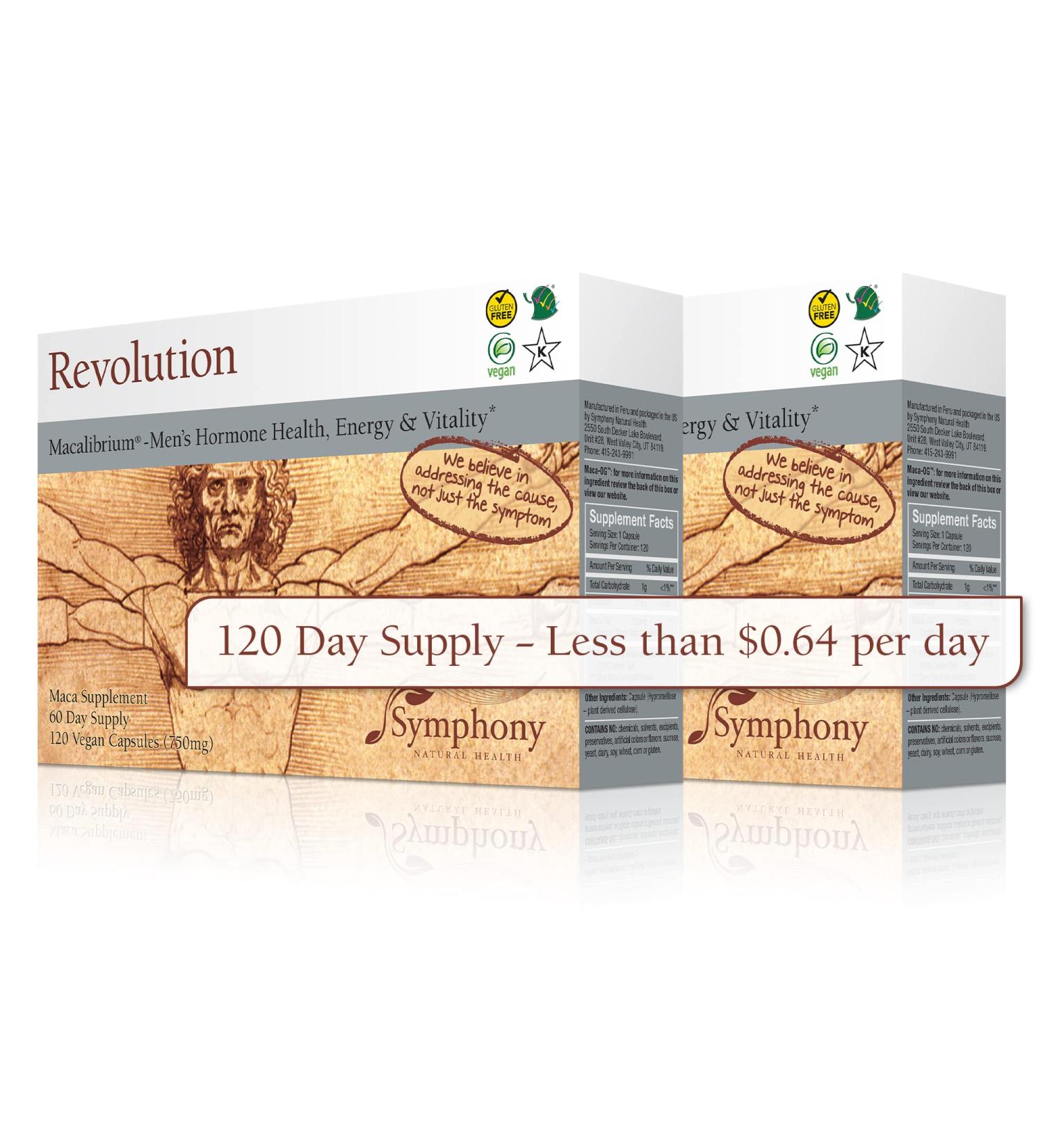 Revolution Macalibrium - Natural Gelatinized Maca Supplement for Men's Hormone Health Energy & Strength - 240 Vegan Capsules (120-Day Supply - Buy Online on GoSupps.com