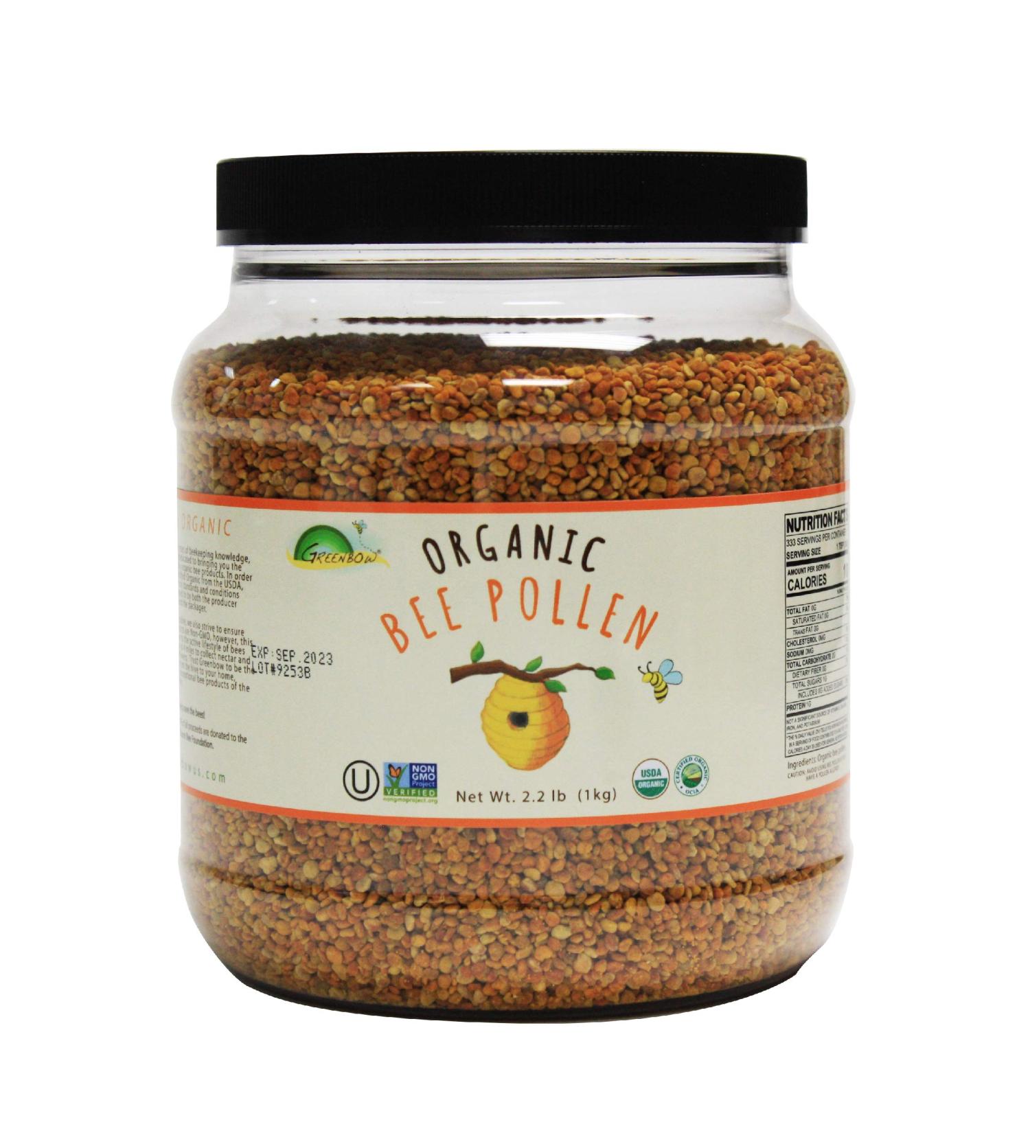 Greenbow Organic Bee Pollen - 100% USDA Certified Organic Non-GMO Halal Kosher Certified Pure & Natural Bee Pollen - Superfood Packed with Proteins Vitamins & Minerals - Gluten Free - 1 000g - Buy Online on GoSupps.com