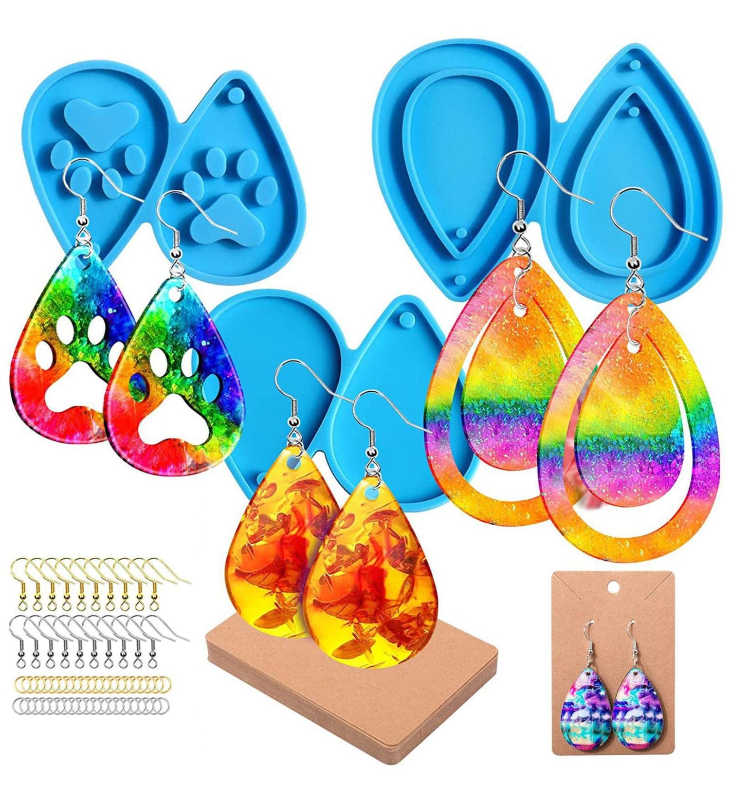 Harz Earring Set | 3 Pairs of Tear-Shaped Resin Earrings for DIY Jewelry | Versatile Pendant Shapes for Earrings & Necklaces - Buy Online on GoSupps.com