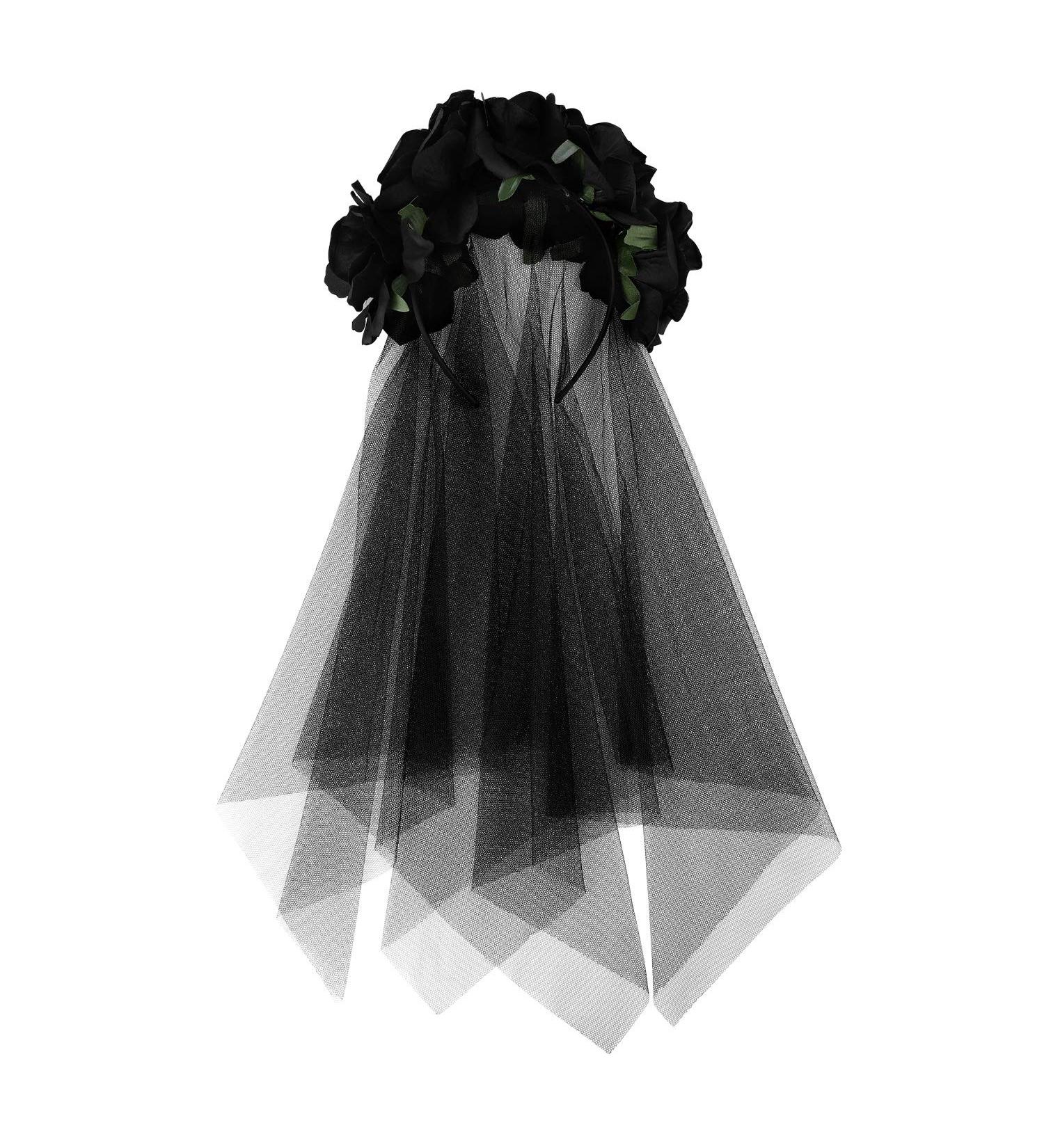 Flower Headband with Black Lace Veil Halloween Rose Headdress for Girls Women Ladies Floral Headwear Gothic Hair Band Hair Hoop Fancy Dress Up Costume Accessory Day of the Dead Cosplay Party Hairband - Buy Online on GoSupps.com