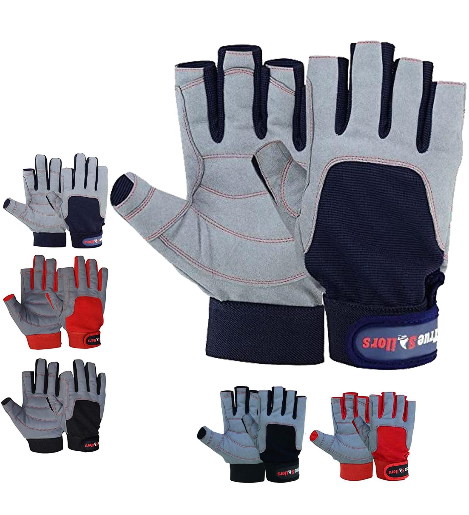 MRX Boxing & Fitness 3/4 Finger Sailing Gloves with Grip - Blue/Grey, Medium for Men and Women - Ideal for Kayaking, Workouts & More - Buy Online on GoSupps.com