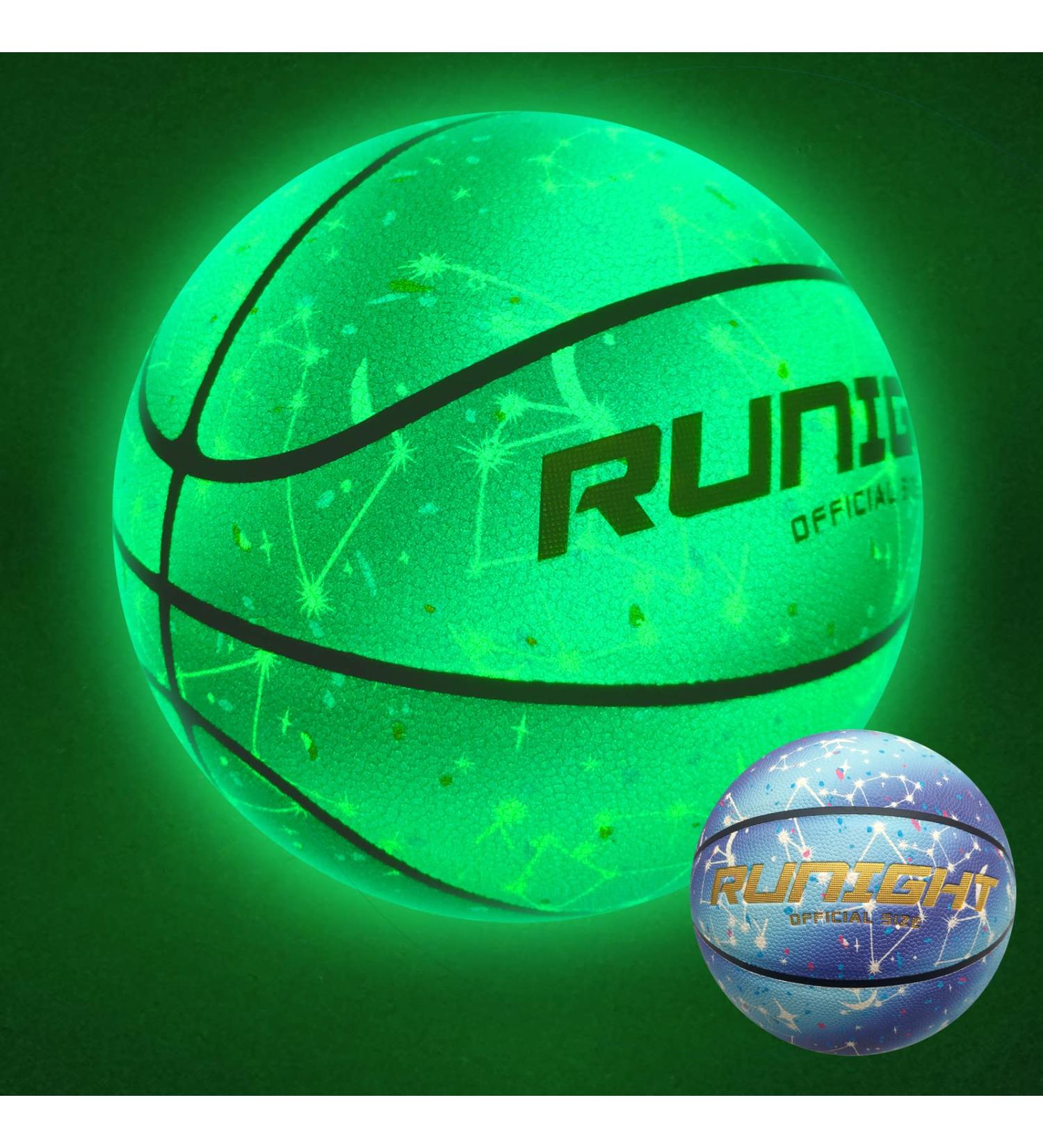 RUNIGHT Glow in The Dark Basketball - Official Size 7/6/5 - Green Light Up Ball for Night Games - Gifts for Kids, Boys, Girls, Men, Women - With Pump - Buy Online on GoSupps.com